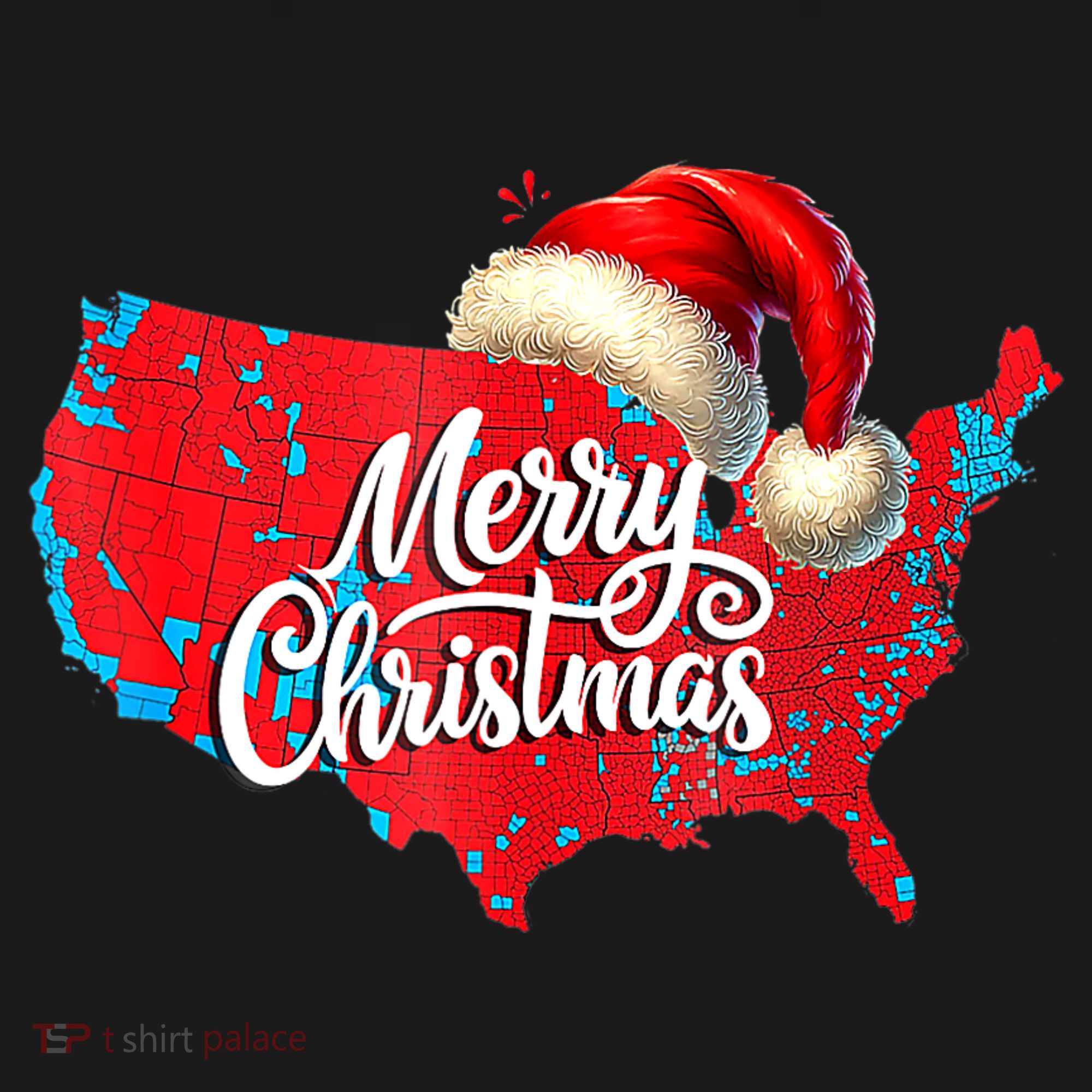 Trump Election Map Merry Christmas Holiday Santa Hat Xmas Visor