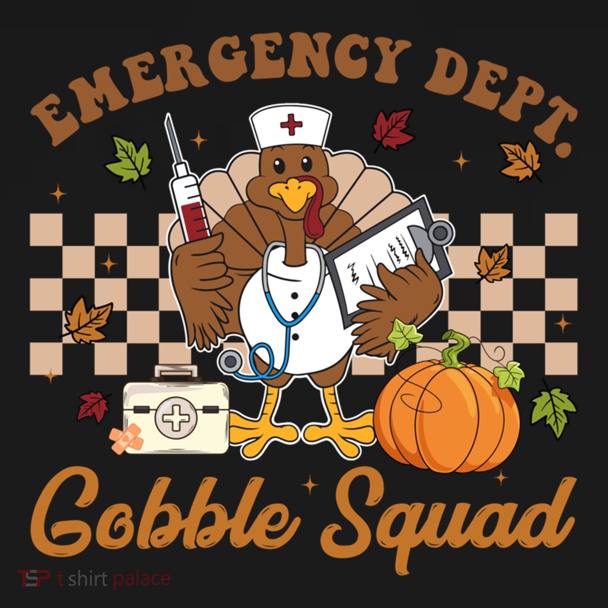 Thanksgiving Er Nurse Emergency Dept Departt Gobble Squad Gift Women's Hoodie