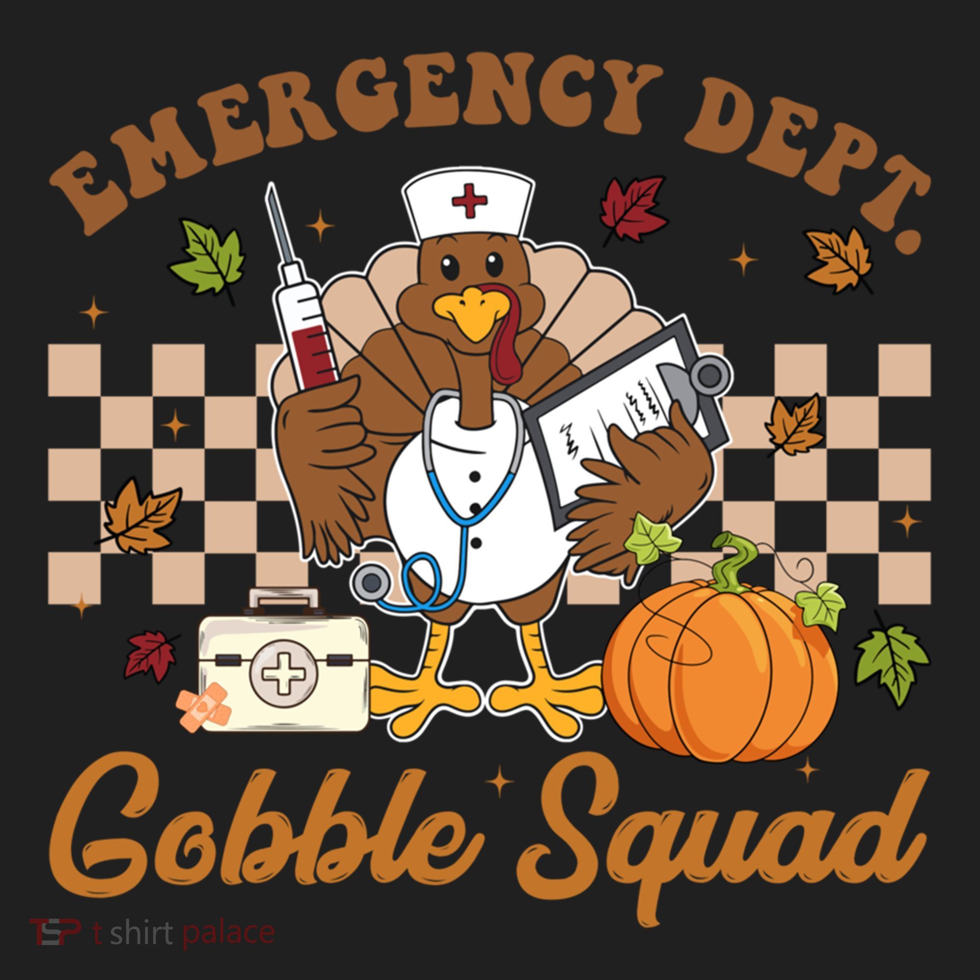Thanksgiving Er Nurse Emergency Dept Departt Gobble Squad Gift Golf Towel