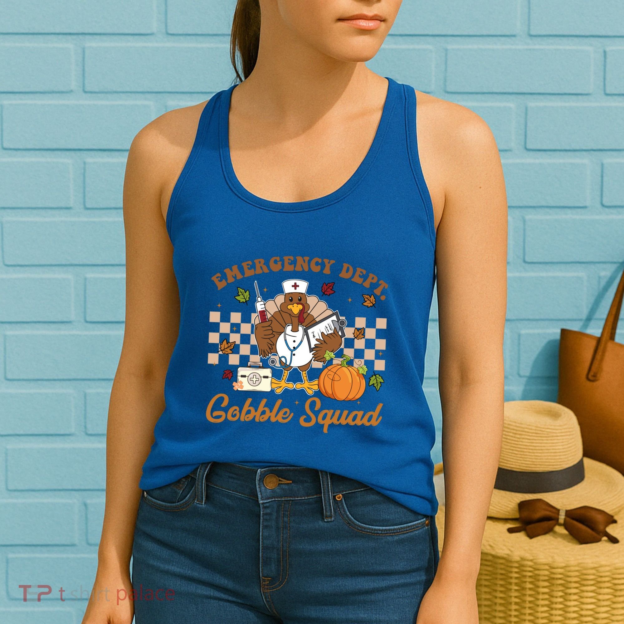 Thanksgiving Er Nurse Emergency Dept Departt Gobble Squad Gift Women's Tank Top