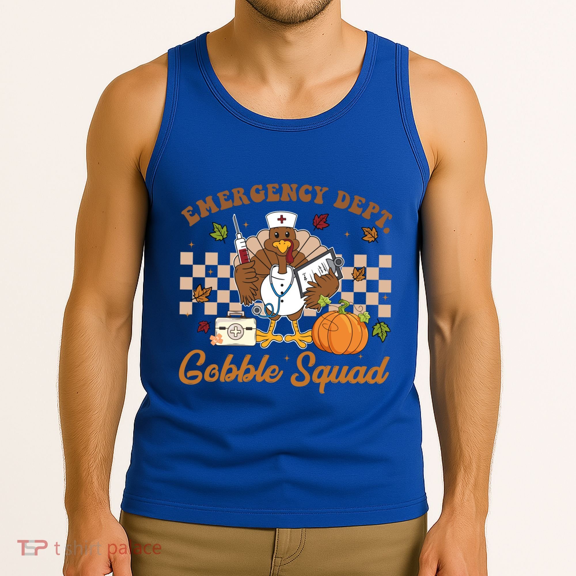 Thanksgiving Er Nurse Emergency Dept Departt Gobble Squad Gift Tank Top