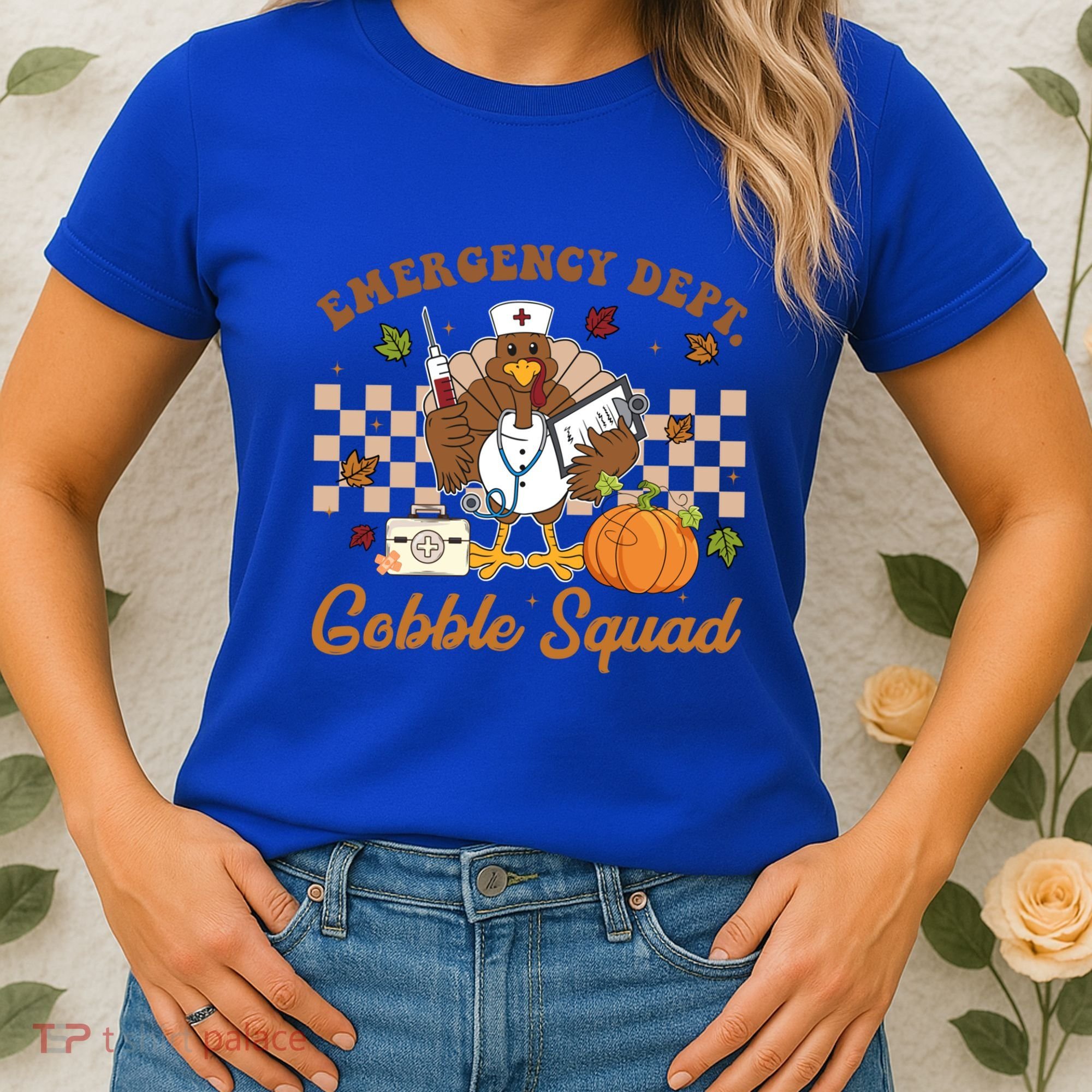 Thanksgiving Er Nurse Emergency Dept Departt Gobble Squad Gift Women's T-Shirt