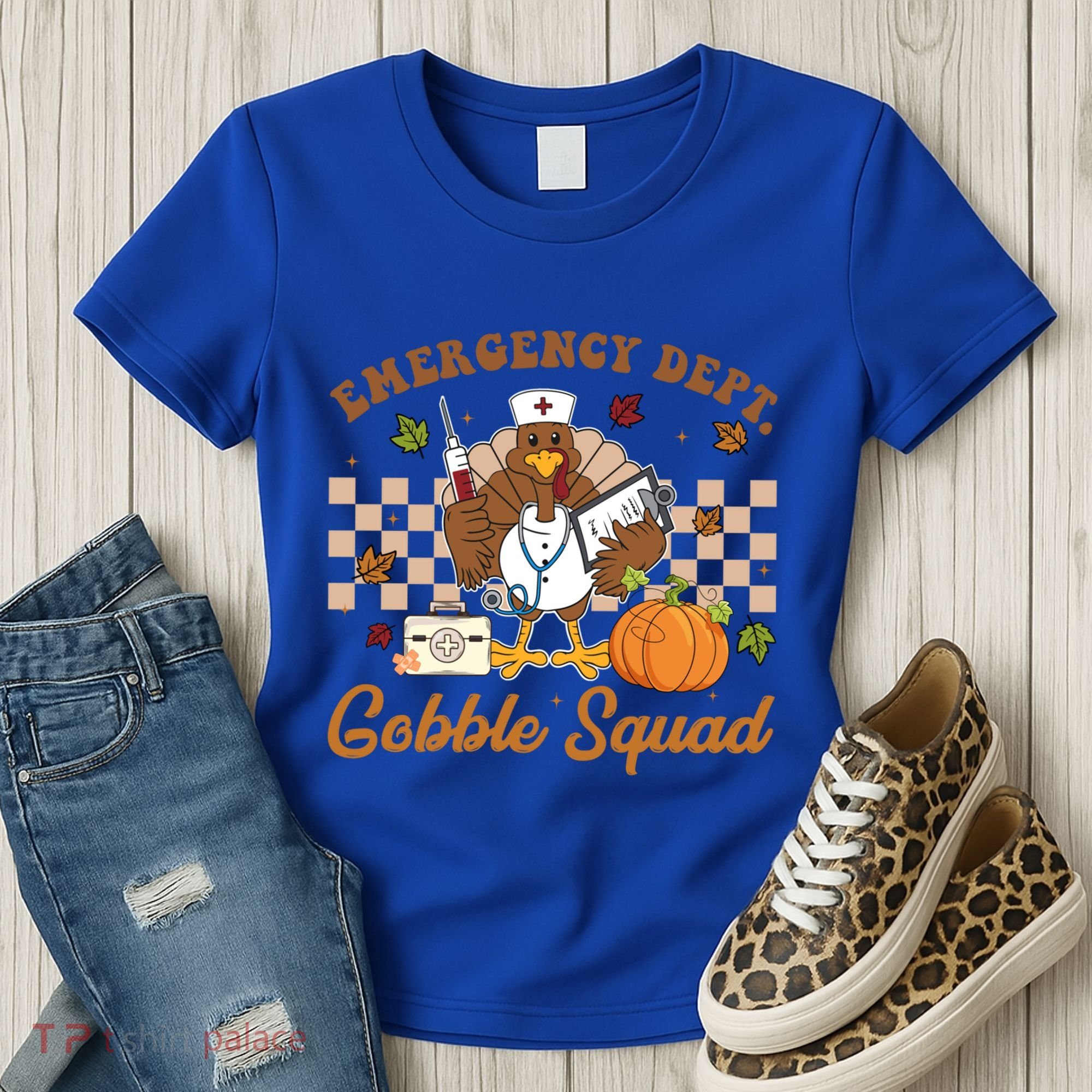 Thanksgiving Er Nurse Emergency Dept Departt Gobble Squad Gift Women's T-Shirt