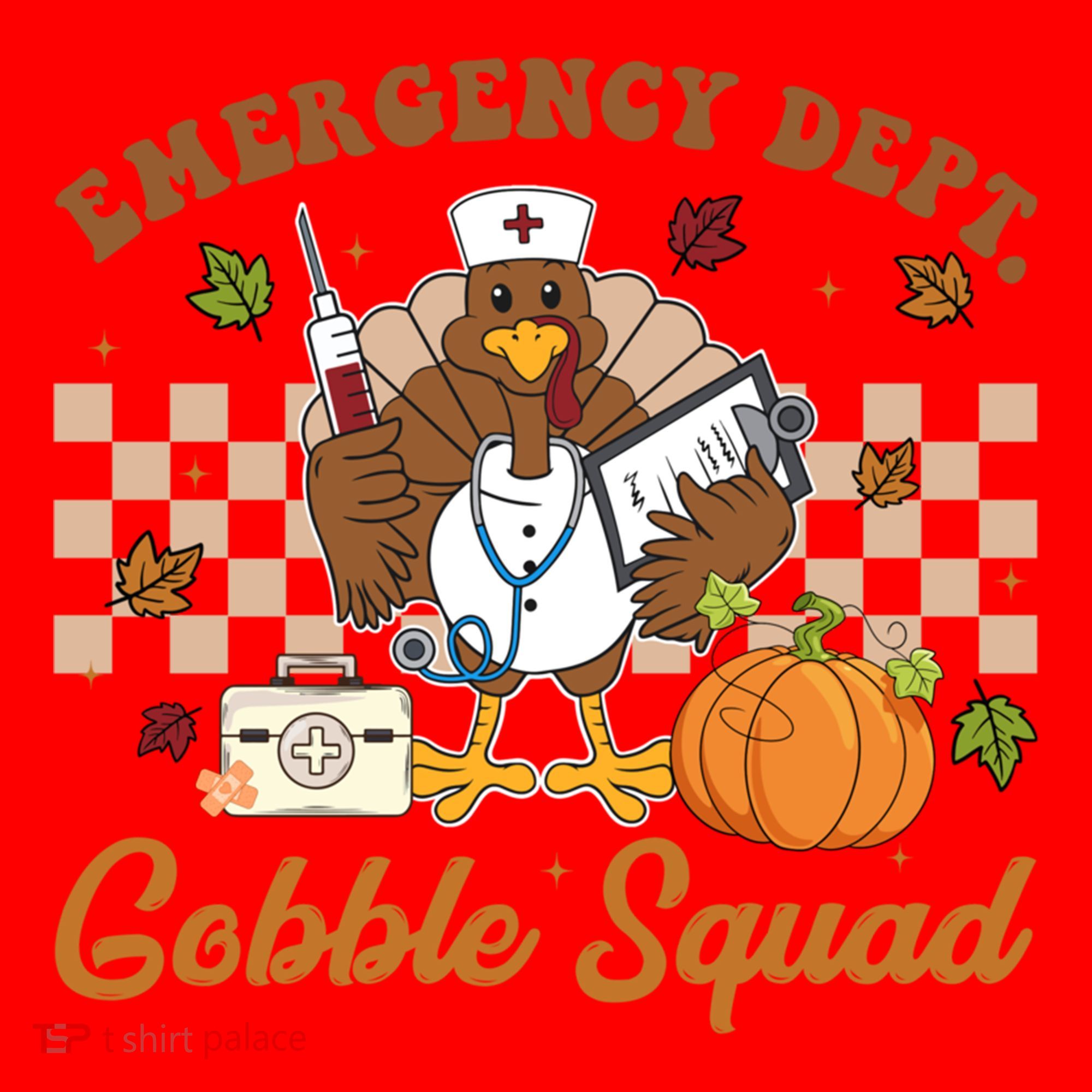 Thanksgiving Er Nurse Emergency Dept Departt Gobble Squad Gift Santa Hat