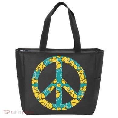 Tennis Peace Sign Tote Bag