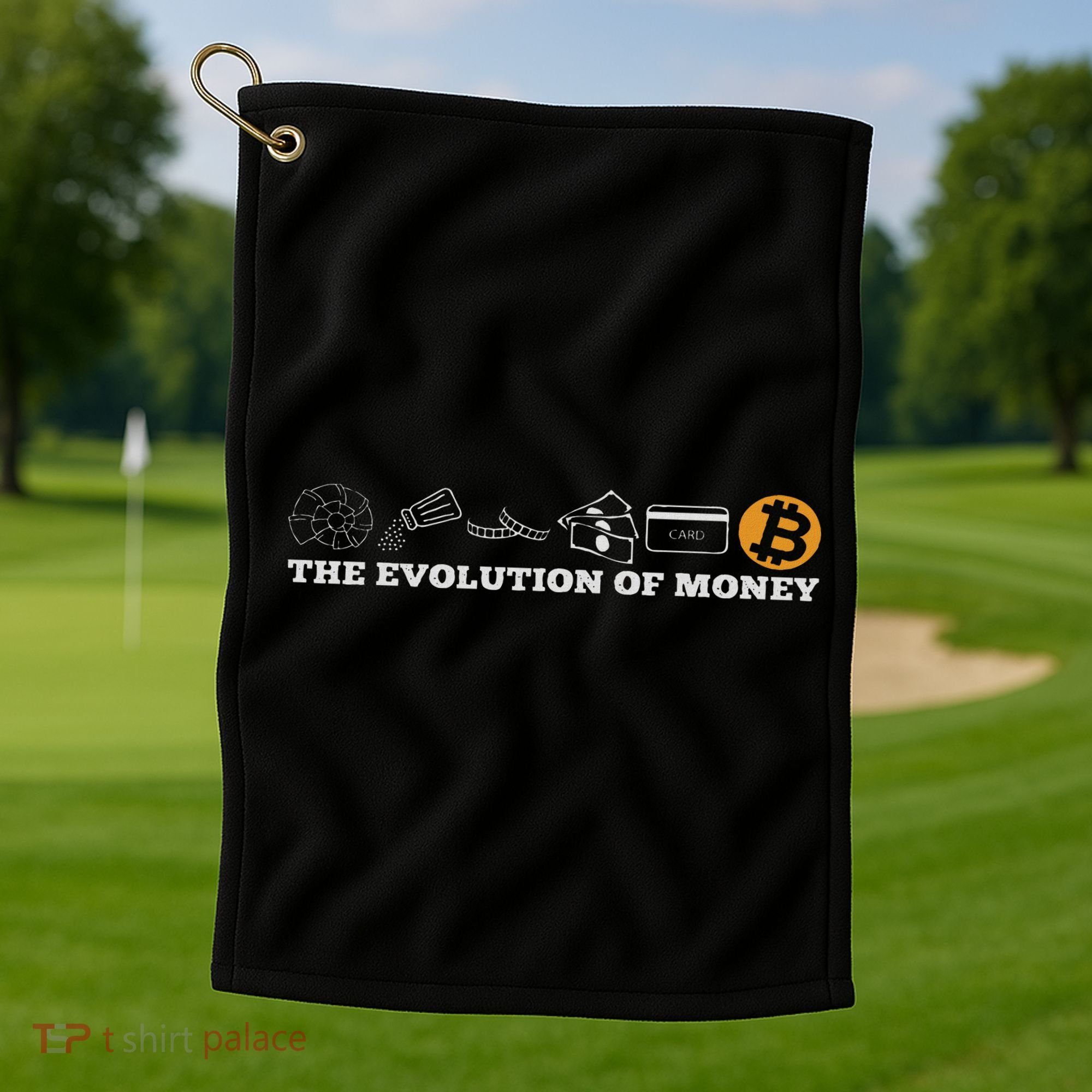 The Evolution Of Money Bitcoin Btc Crypto Cryptocurrency Golf Towel