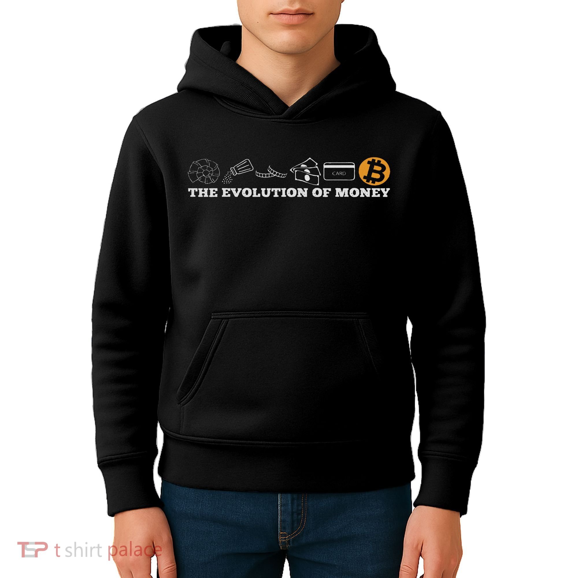 The Evolution Of Money Bitcoin Btc Crypto Cryptocurrency Kids Hoodie