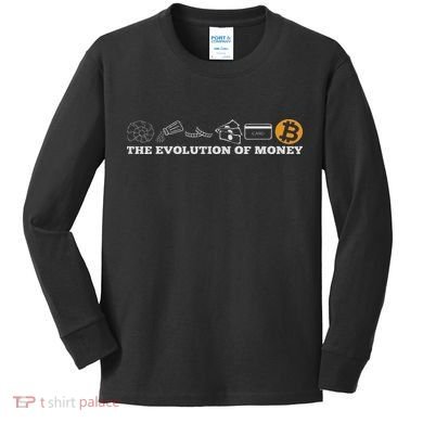 The Evolution Of Money Bitcoin Btc Crypto Cryptocurrency Kids Long Sleeve Shirt