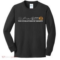 The Evolution Of Money Bitcoin Btc Crypto Cryptocurrency Kids Long Sleeve Shirt thumb 0