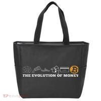 The Evolution Of Money Bitcoin Btc Crypto Cryptocurrency Tote Bag thumb 0