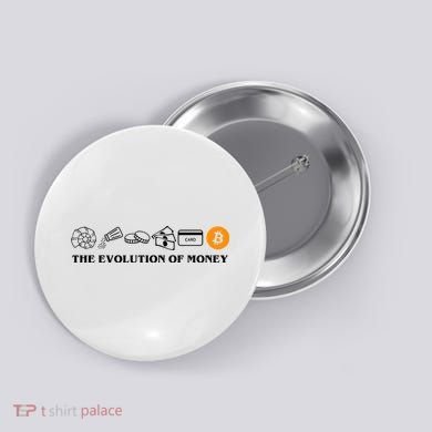 The Evolution Of Money Bitcoin Crypto Button