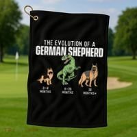 The Evolution Of A German Shepherd Dog Owner Golf Towel thumb 1