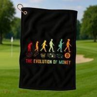 The Evolution Of Money Bitcoin Btc Crypto Cryptocurrency Golf Towel thumb 1