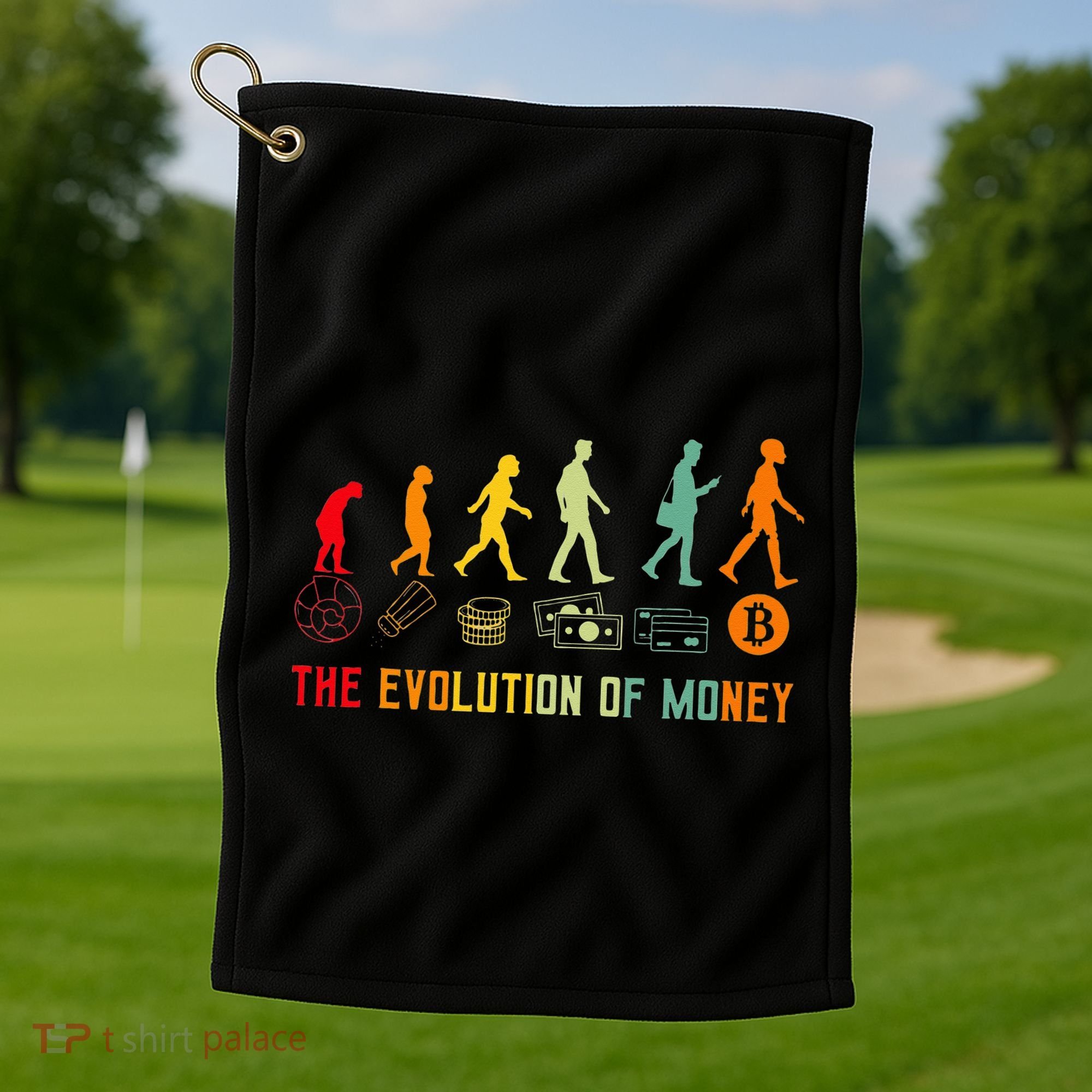 The Evolution Of Money Bitcoin Btc Crypto Cryptocurrency Golf Towel