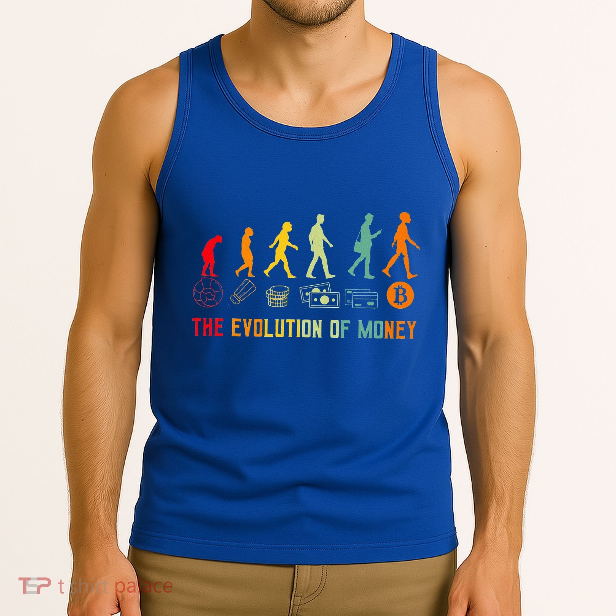The Evolution Of Money Bitcoin Btc Crypto Cryptocurrency Tank Top