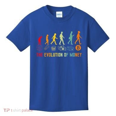The Evolution Of Money Bitcoin Btc Crypto Cryptocurrency Kids T-Shirt