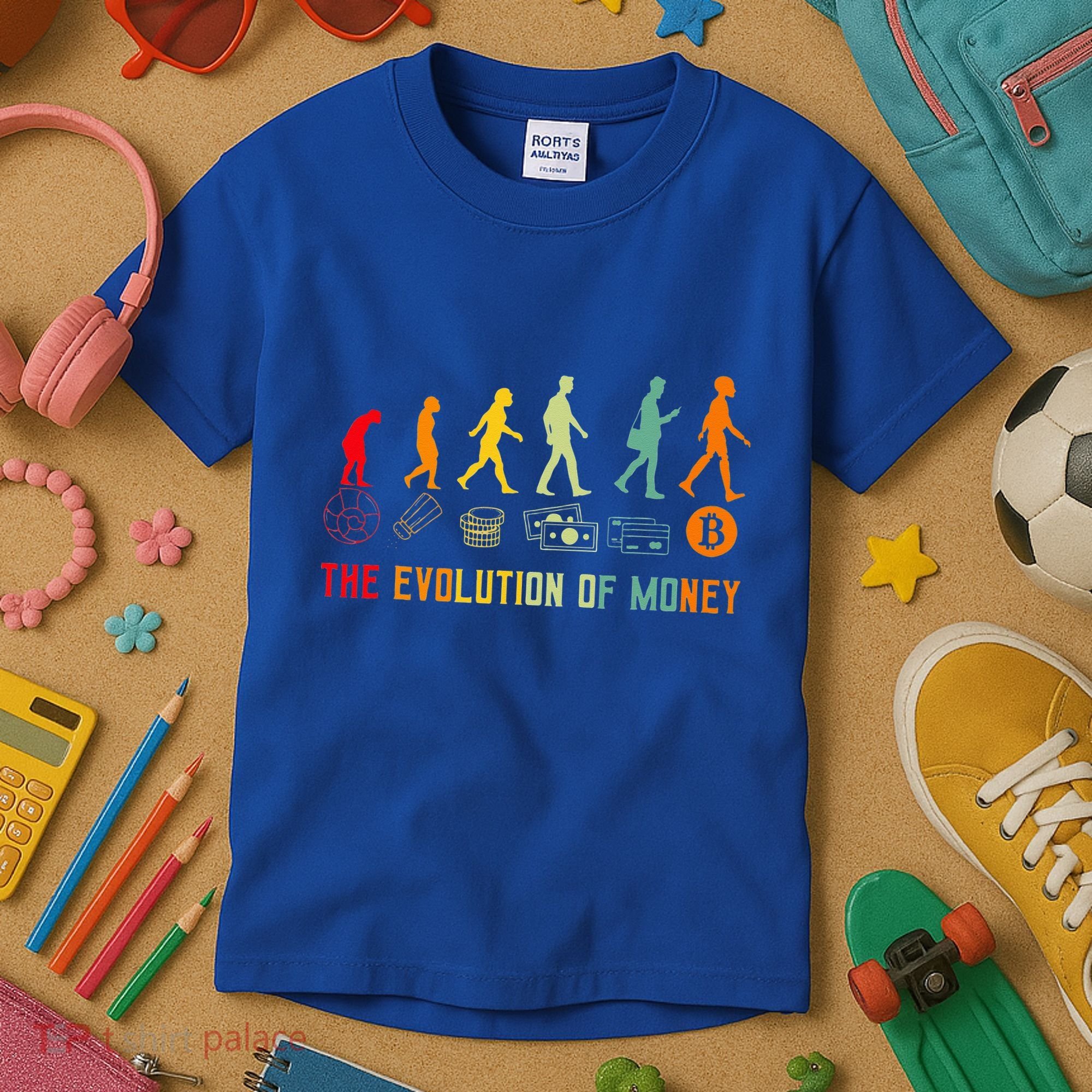 The Evolution Of Money Bitcoin Btc Crypto Cryptocurrency Kids T-Shirt