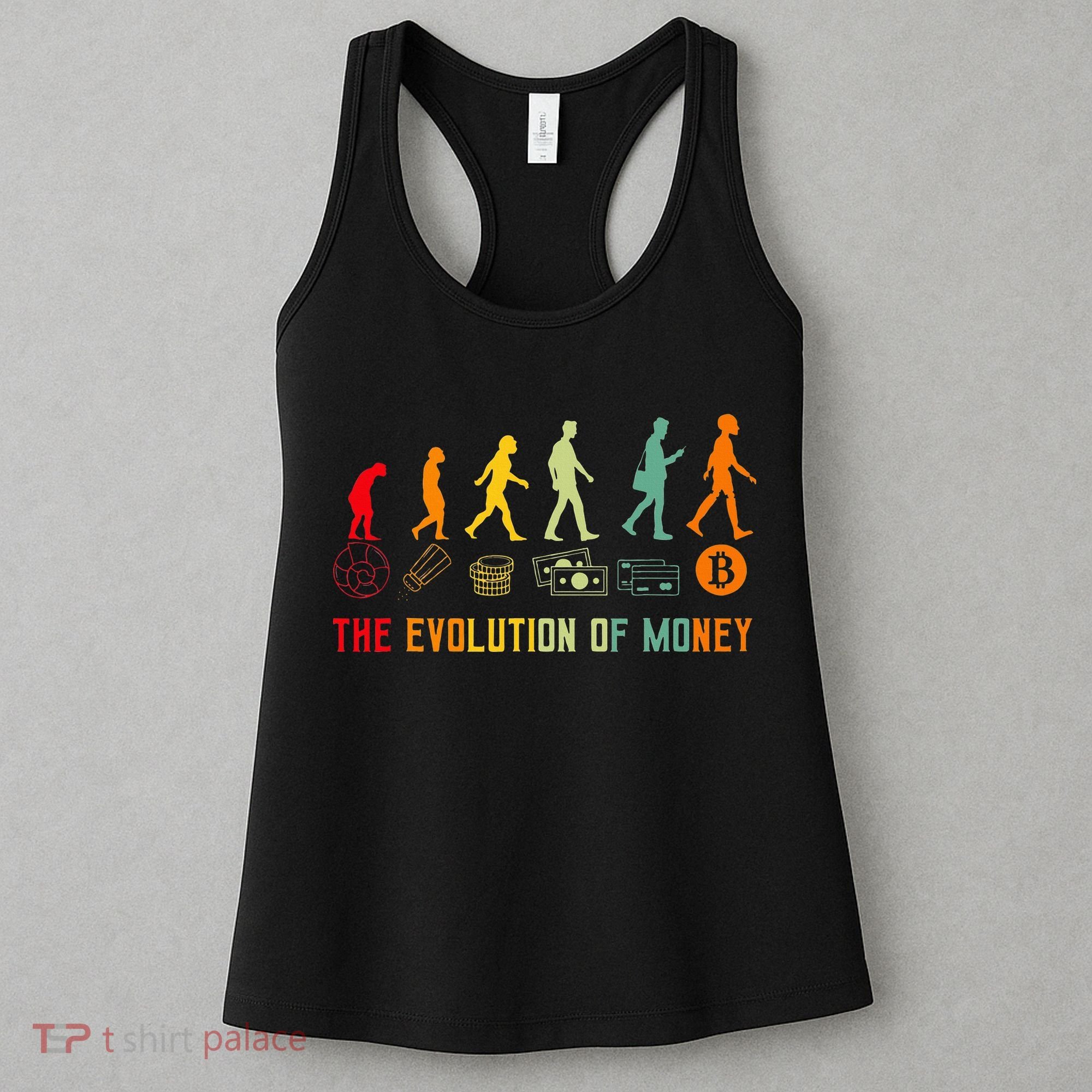 The Evolution Of Money Bitcoin Btc Crypto Cryptocurrency Women's Tank Top