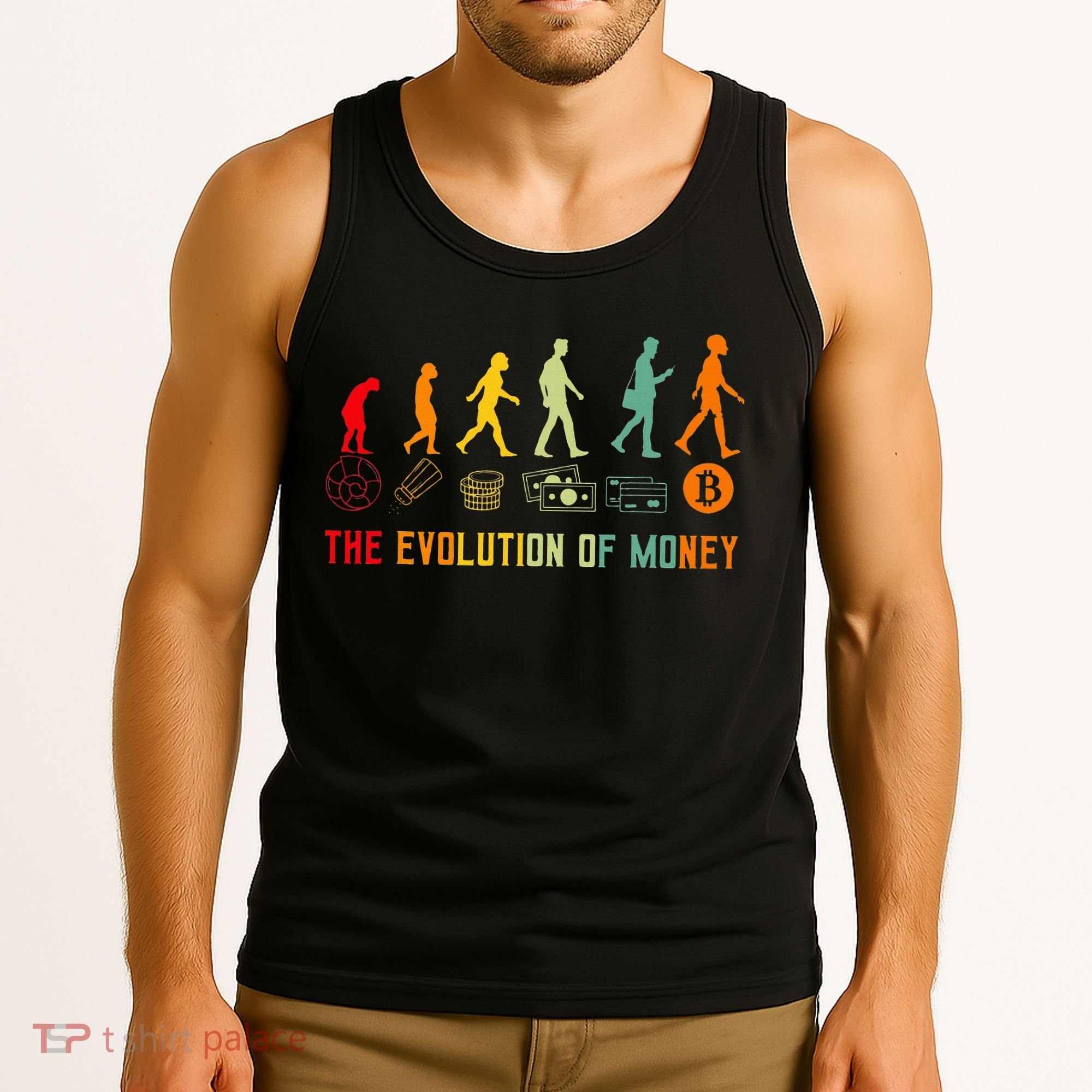 The Evolution Of Money Bitcoin Btc Crypto Cryptocurrency Tank Top