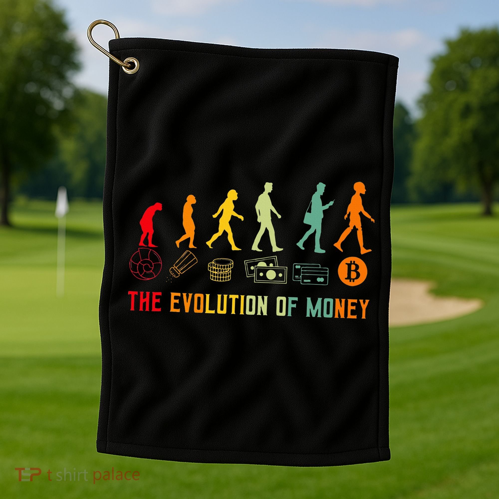 The Evolution Of Money Bitcoin Btc Crypto Cryptocurrency Golf Towel