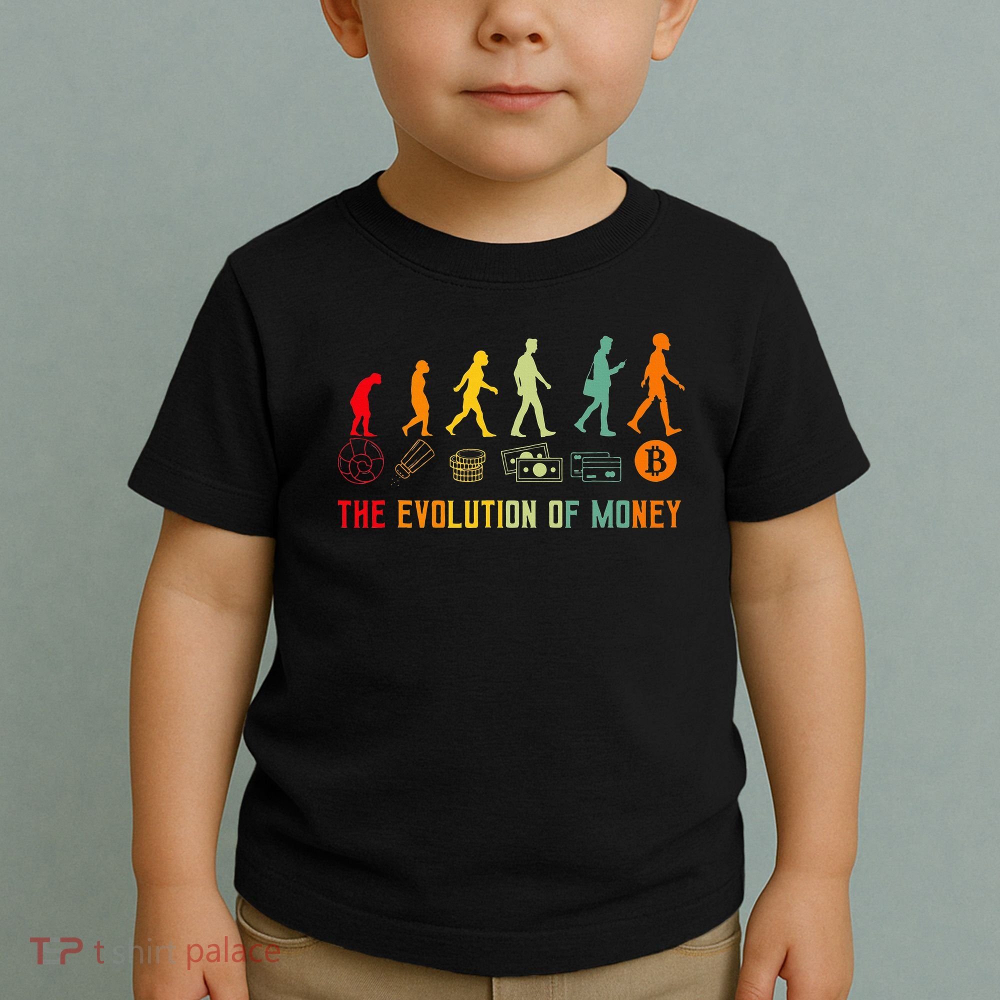 The Evolution Of Money Bitcoin Btc Crypto Cryptocurrency Toddler T-Shirt