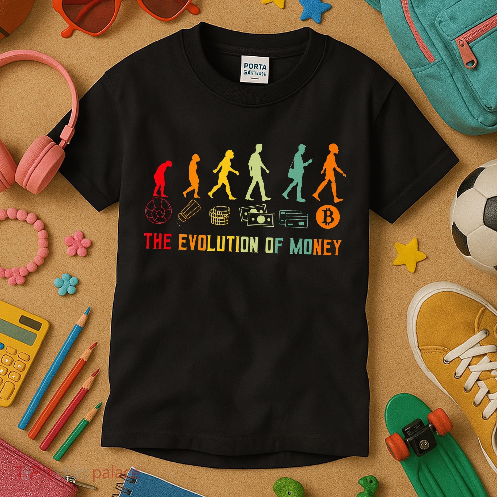 The Evolution Of Money Bitcoin Btc Crypto Cryptocurrency Kids T-Shirt