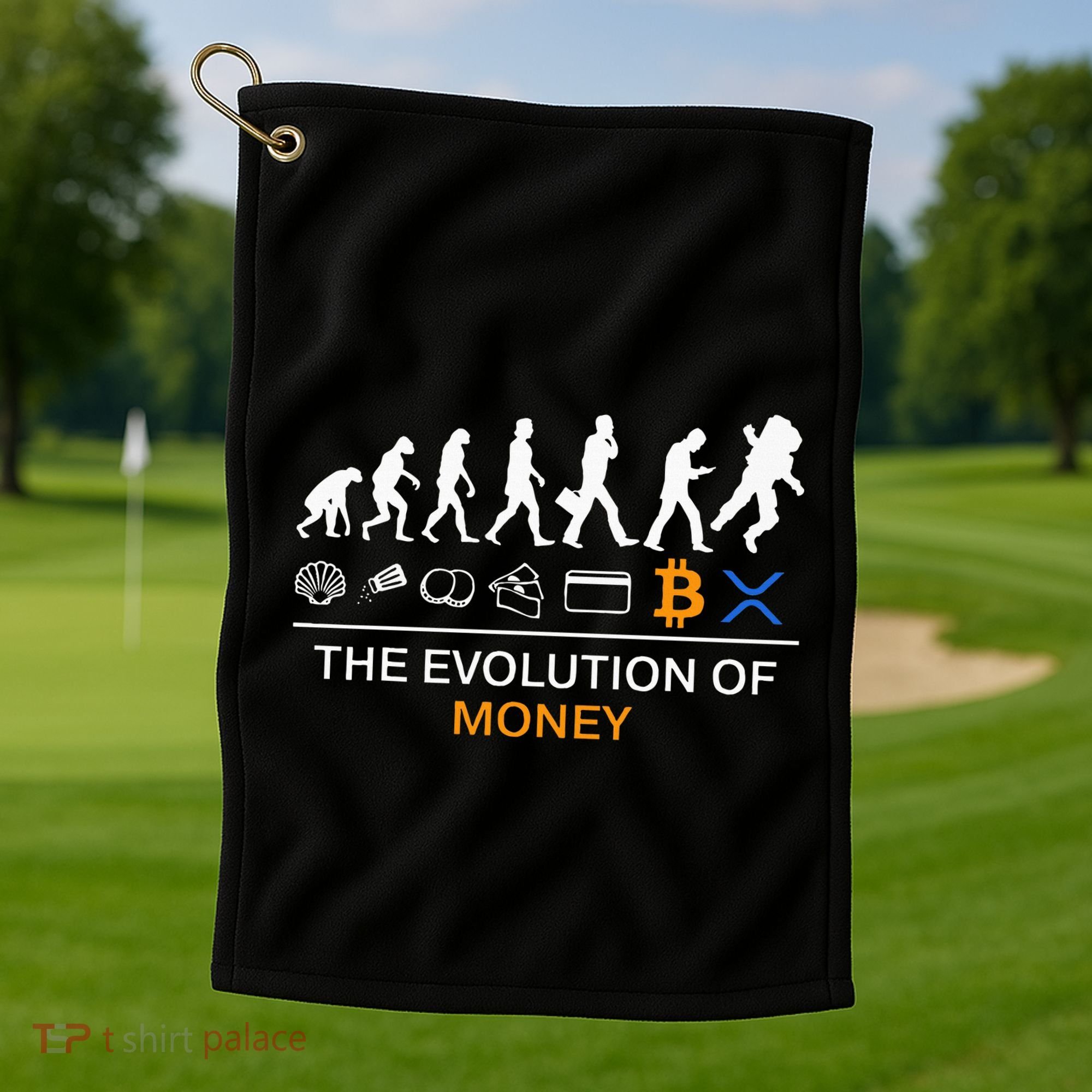 The Evolution Of Money Bitcoin Ripple Xrp To The Moon Golf Towel