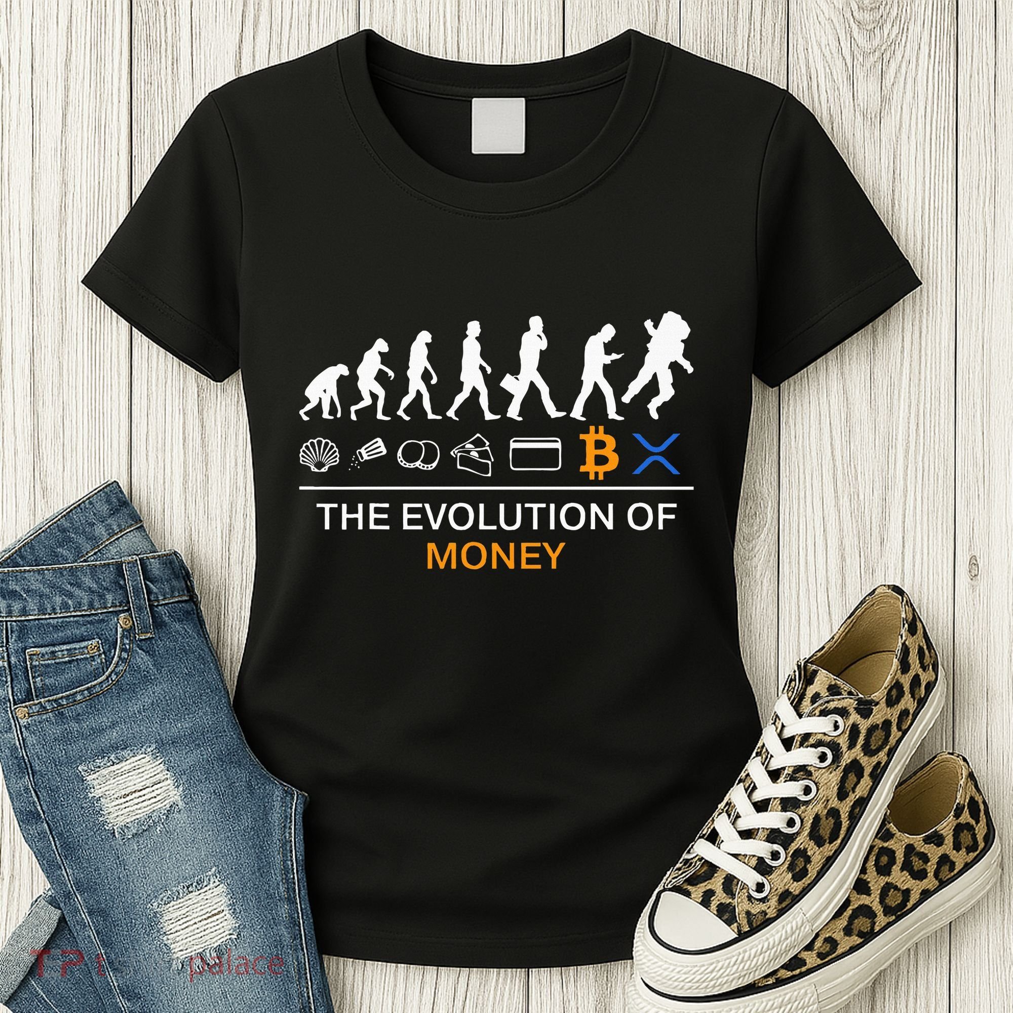 The Evolution Of Money Bitcoin Ripple Xrp To The Moon Women's T-Shirt