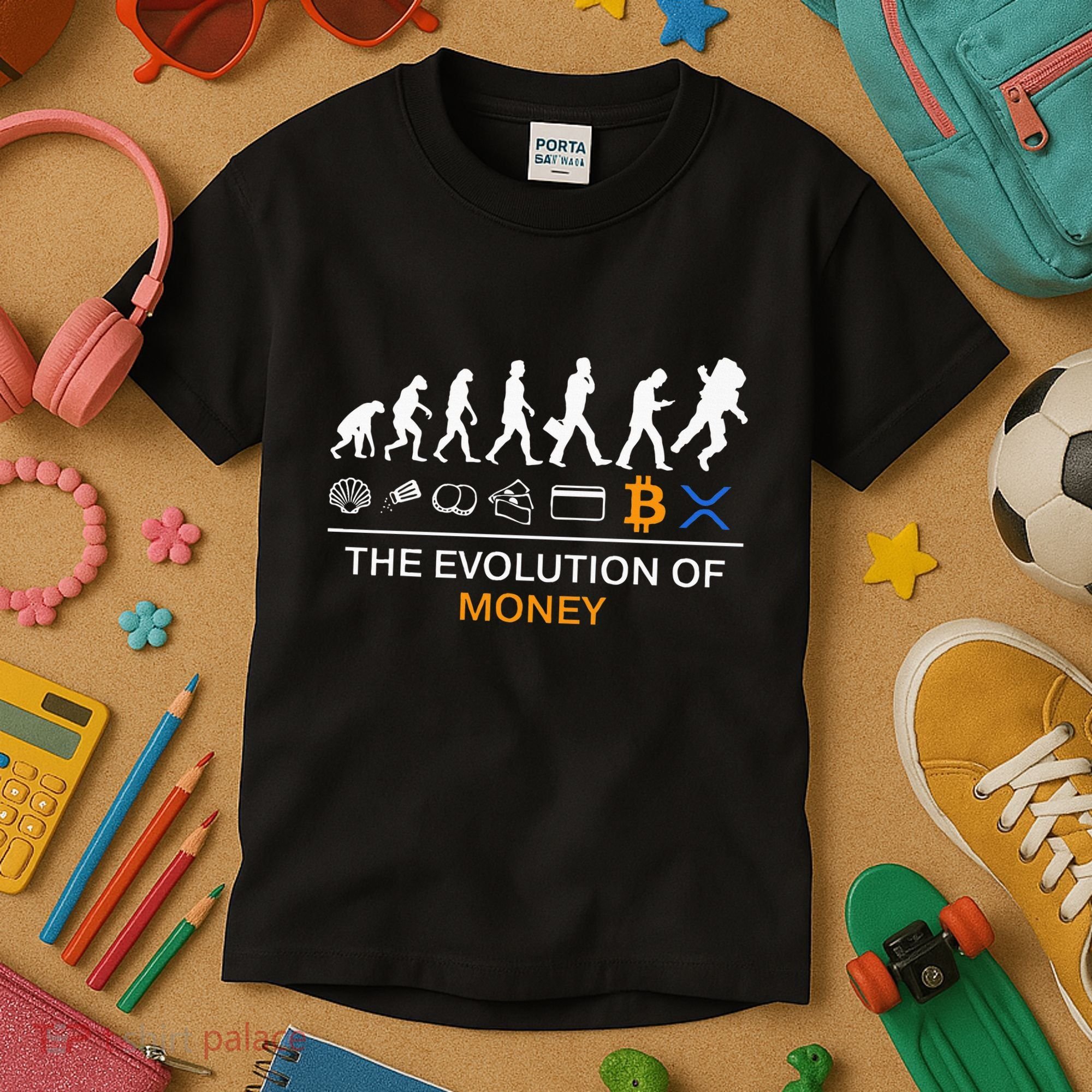 The Evolution Of Money Bitcoin Ripple Xrp To The Moon Kids T-Shirt