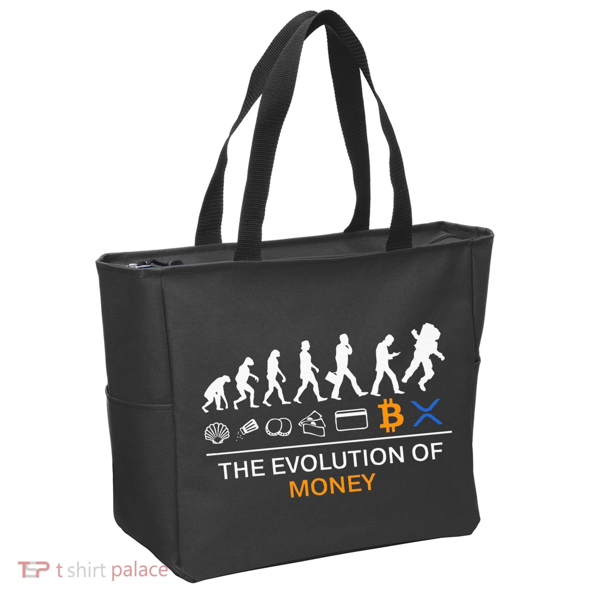 The Evolution Of Money Bitcoin Ripple Xrp To The Moon Tote Bag