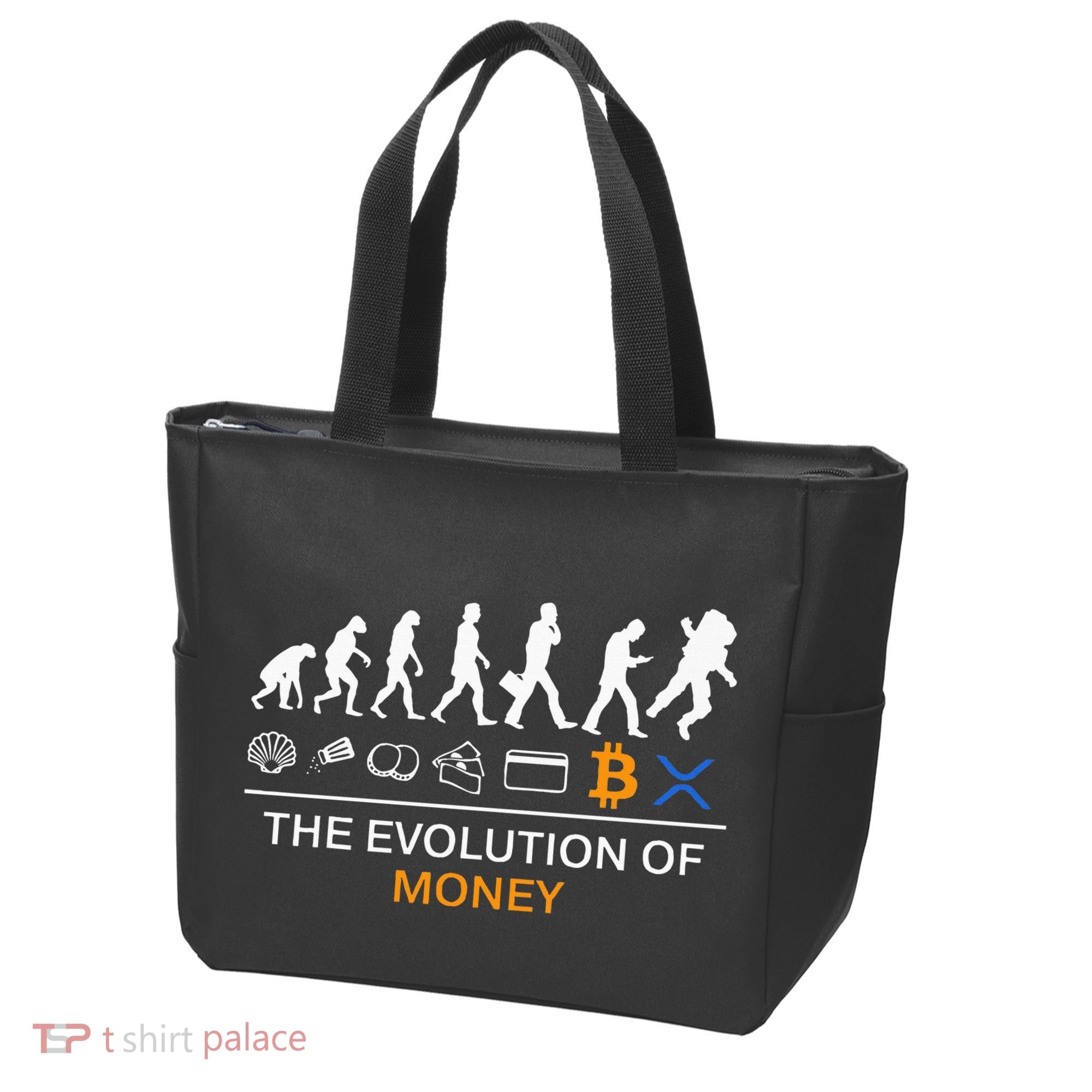 The Evolution Of Money Bitcoin Ripple Xrp To The Moon Tote Bag