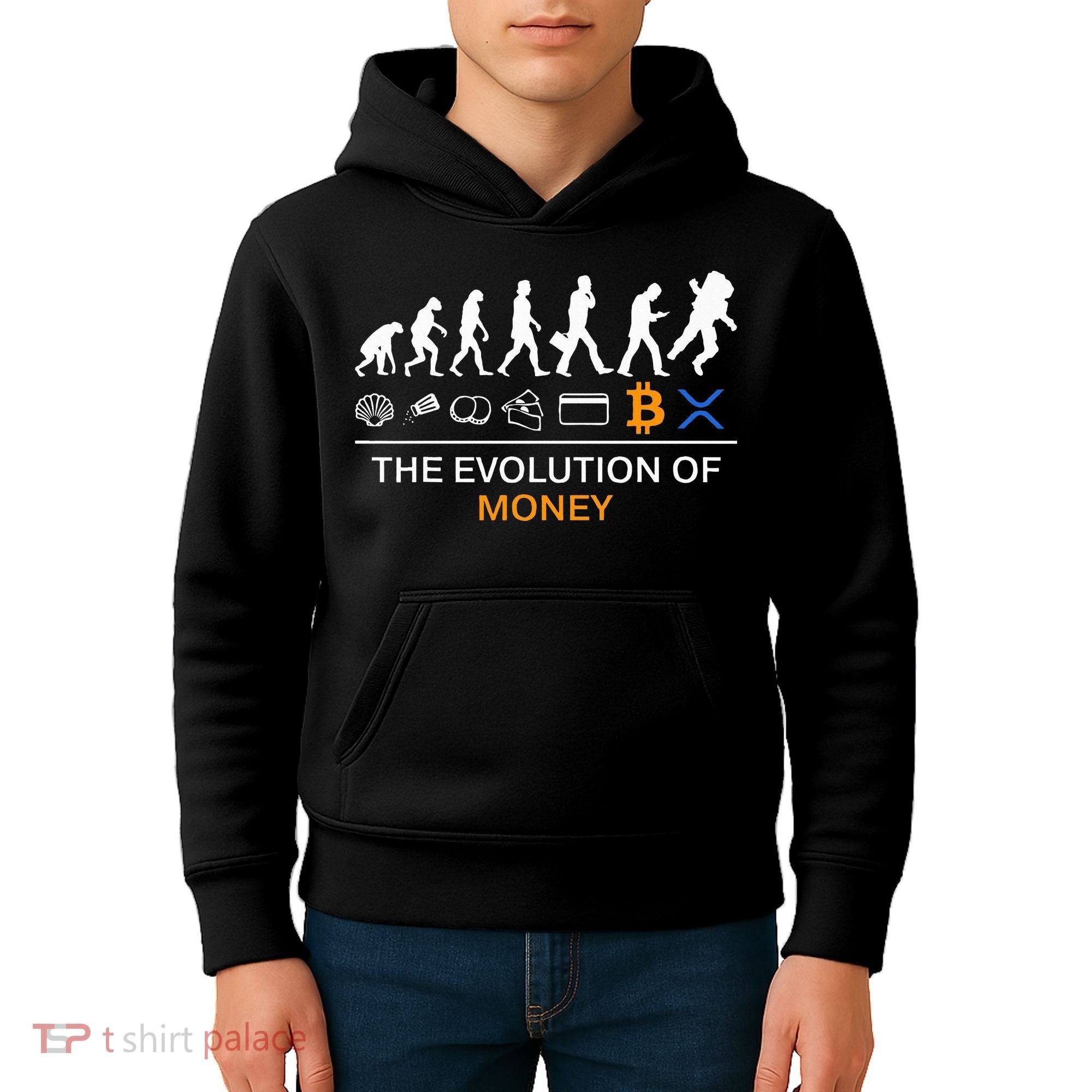 The Evolution Of Money Funny Bitcoin Ripple Xrp To The Moon Kids Hoodie
