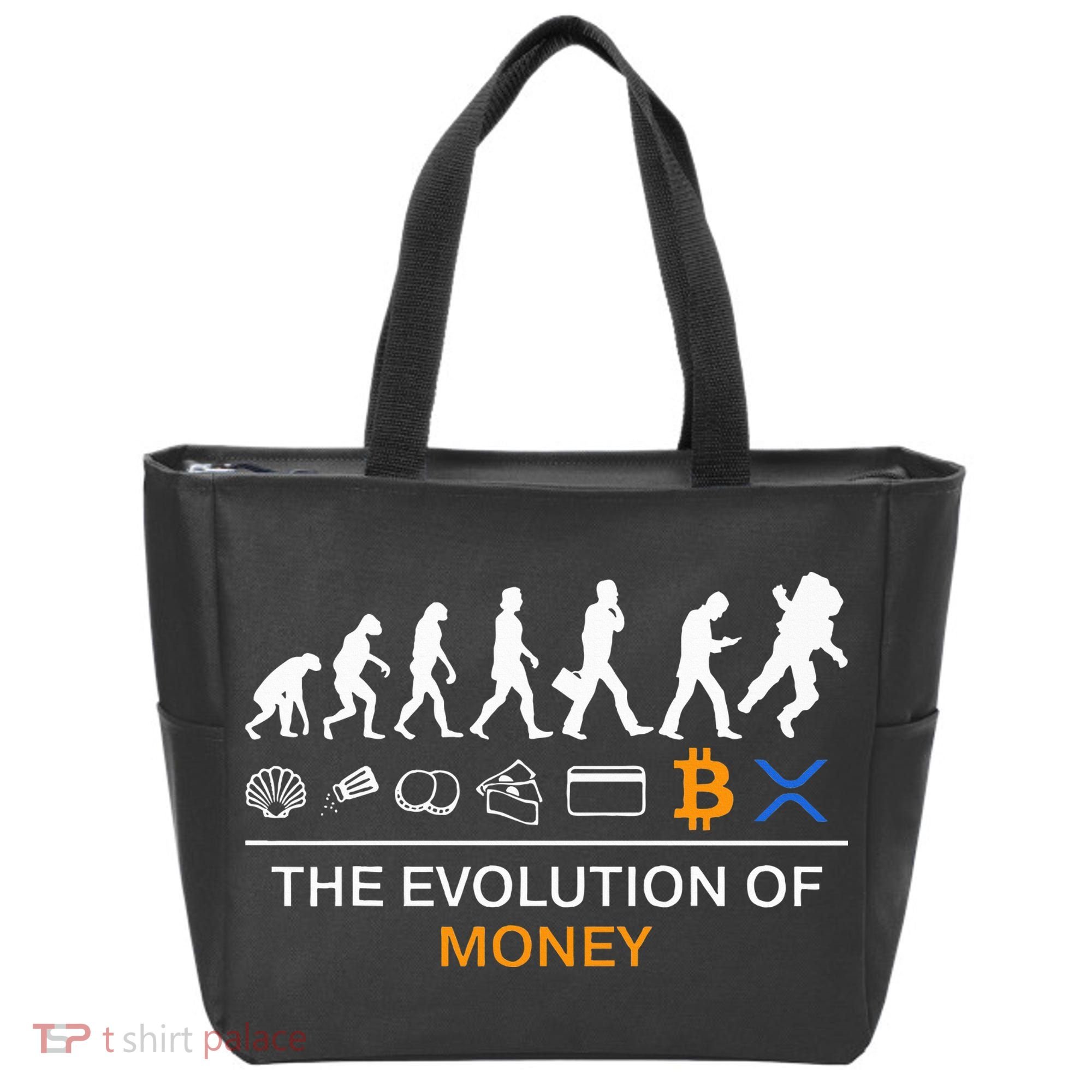 The Evolution Of Money Funny Bitcoin Ripple Xrp To The Moon Tote Bag