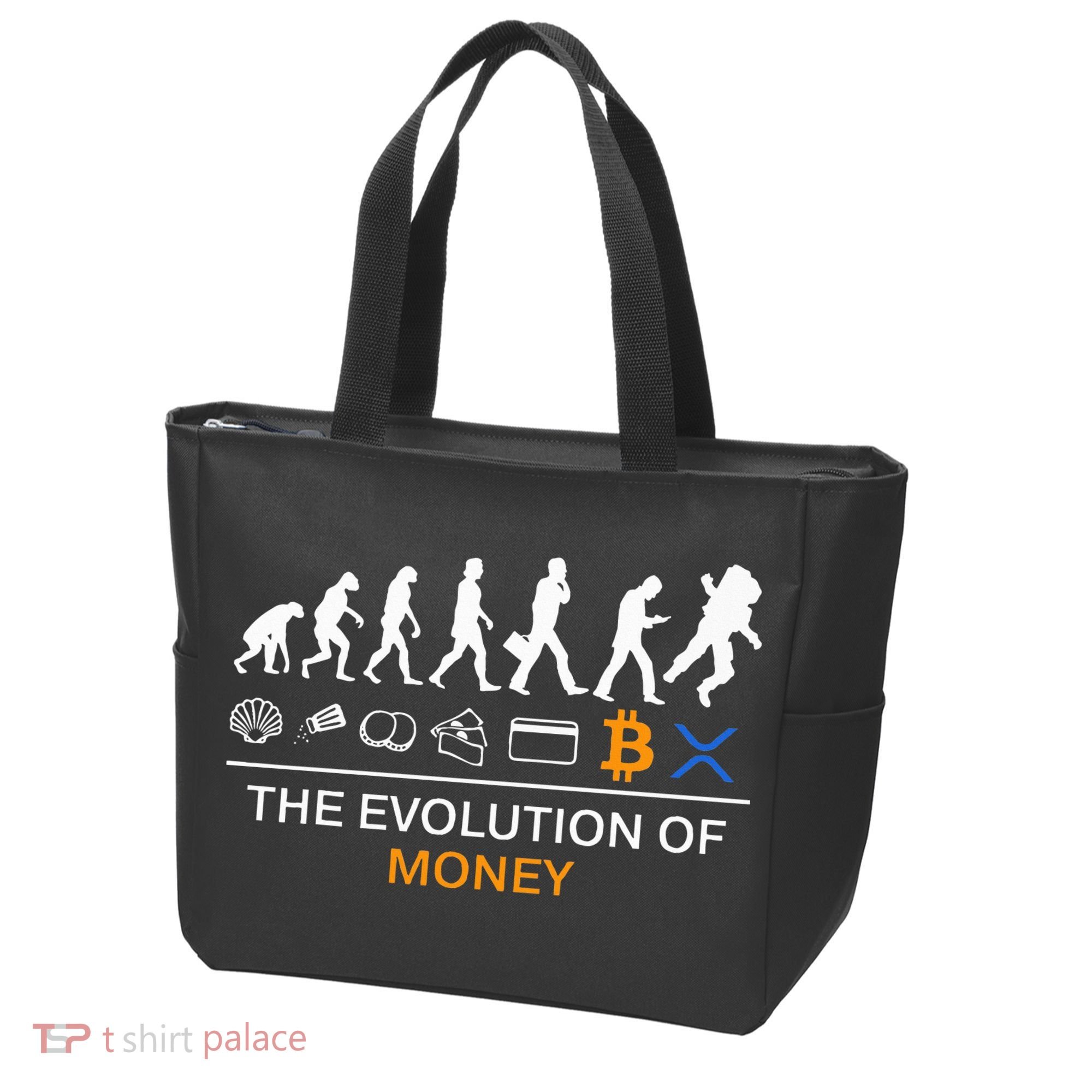 The Evolution Of Money Funny Bitcoin Ripple Xrp To The Moon Tote Bag