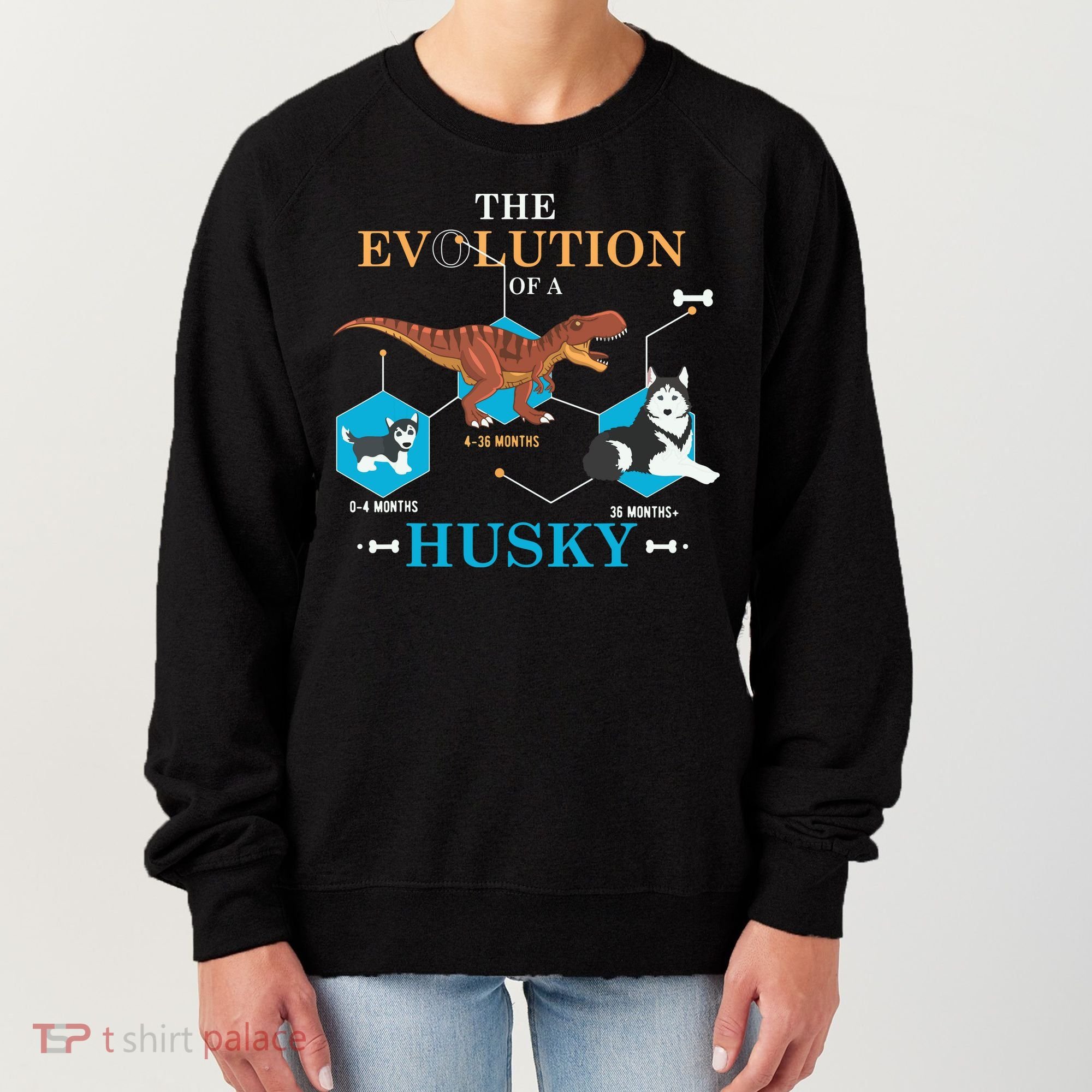 The Evolution Of A Husky Or Evolution Of Dogs Women's Sweatshirt