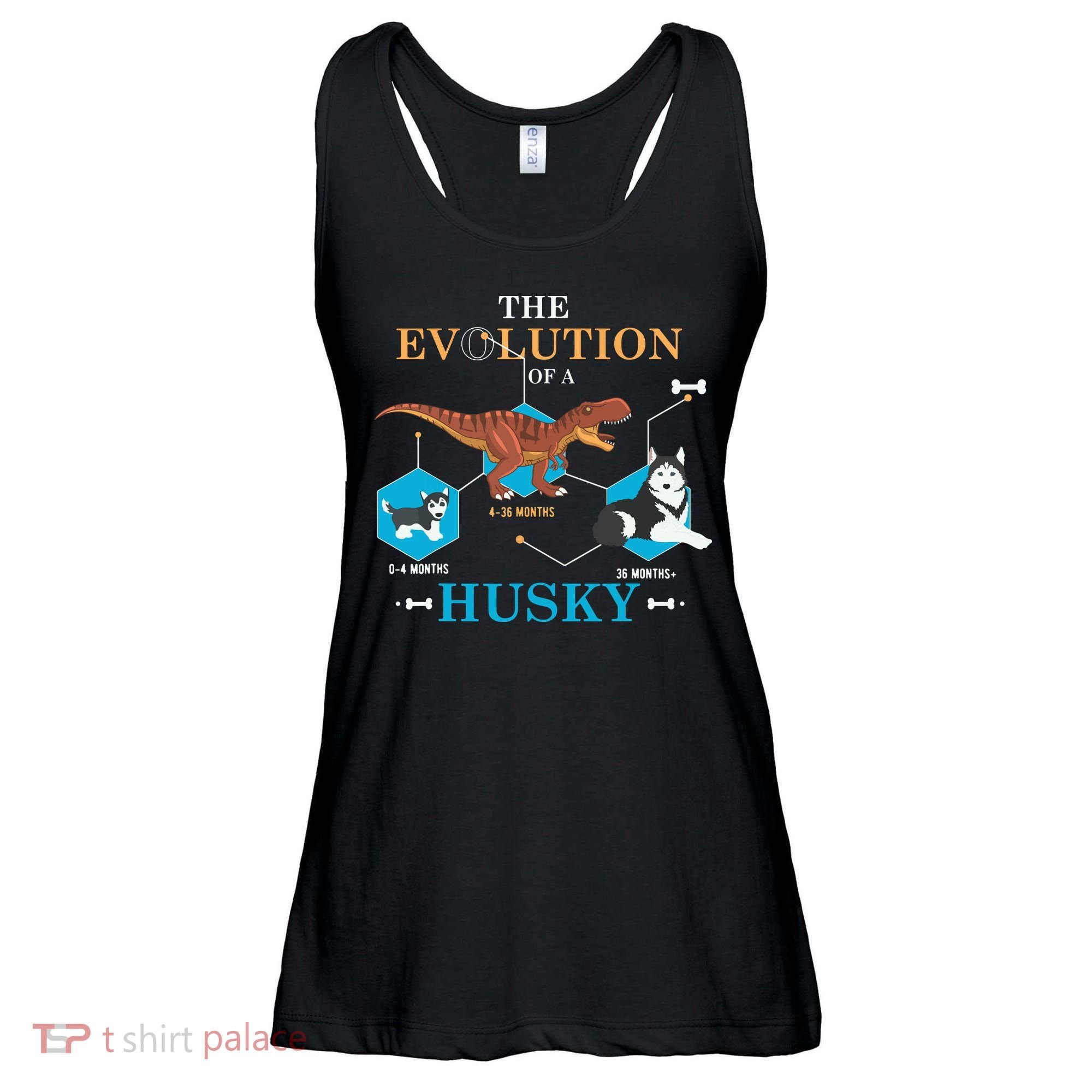 The Evolution Of A Husky Or Evolution Of Dogs Ladies Essential Flowy Tank