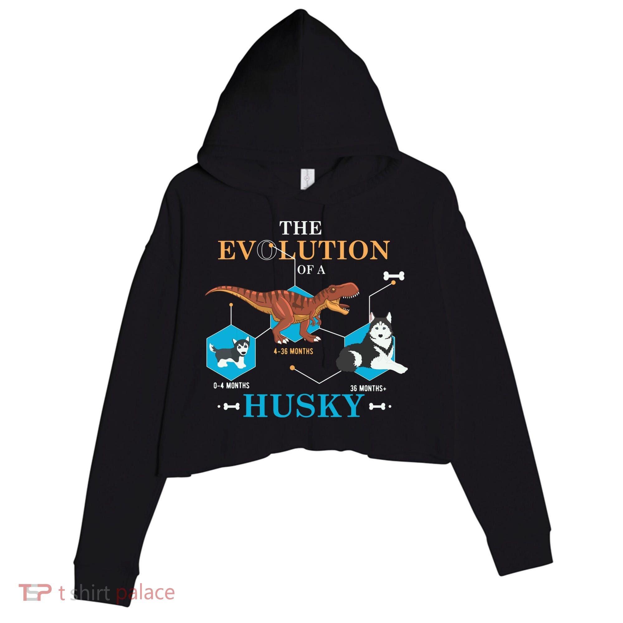 The Evolution Of A Husky Or Evolution Of Dogs Crop Fleece Hoodie