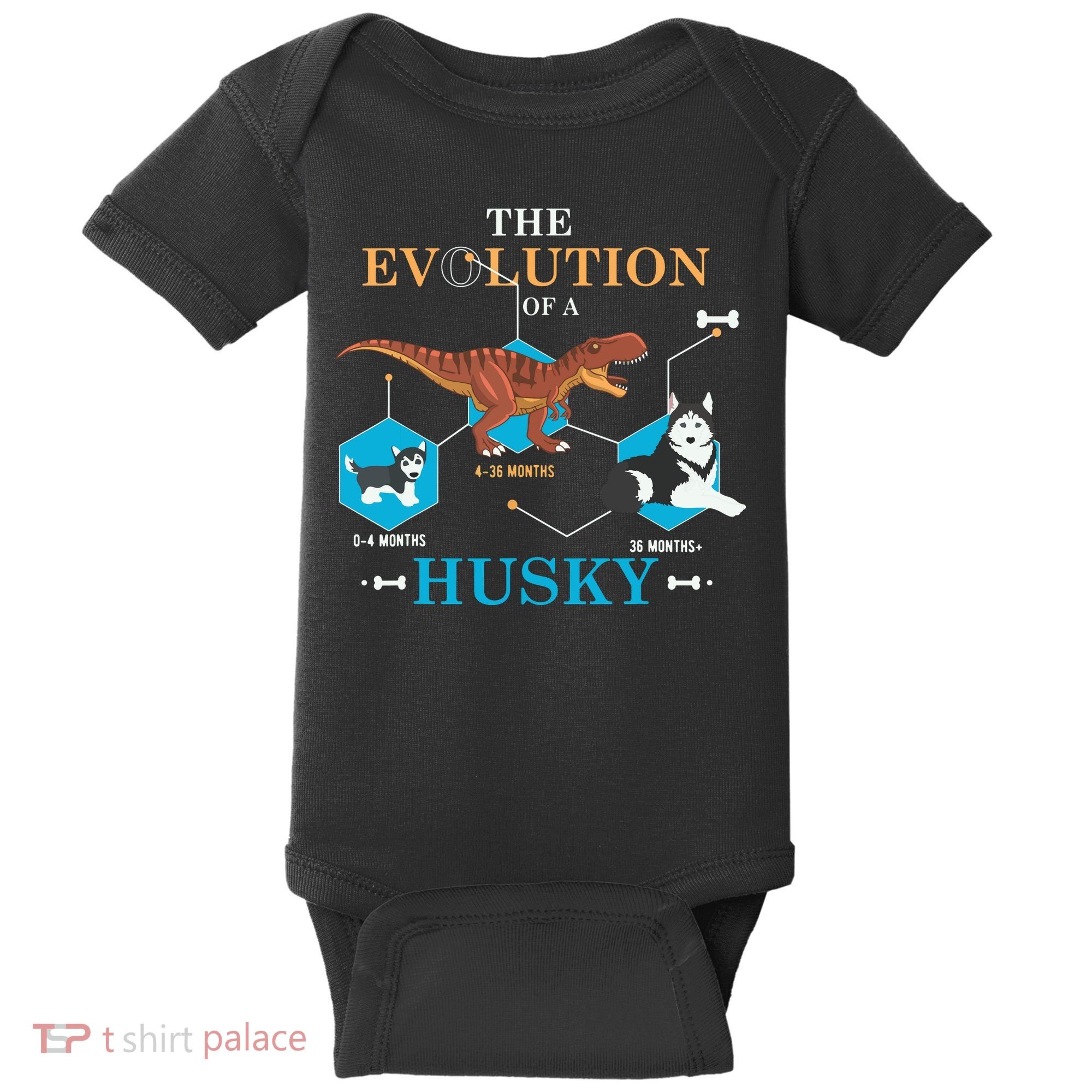 The Evolution Of A Husky Or Evolution Of Dogs Baby Bodysuit