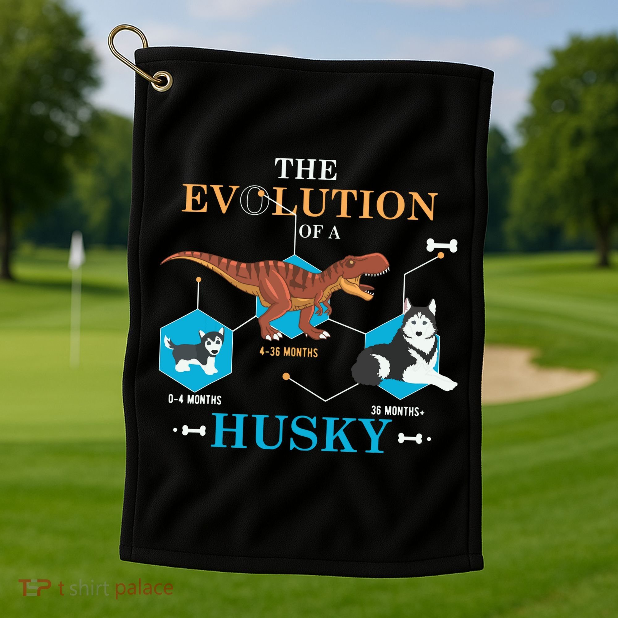 The Evolution Of A Husky Or Evolution Of Dogs Golf Towel