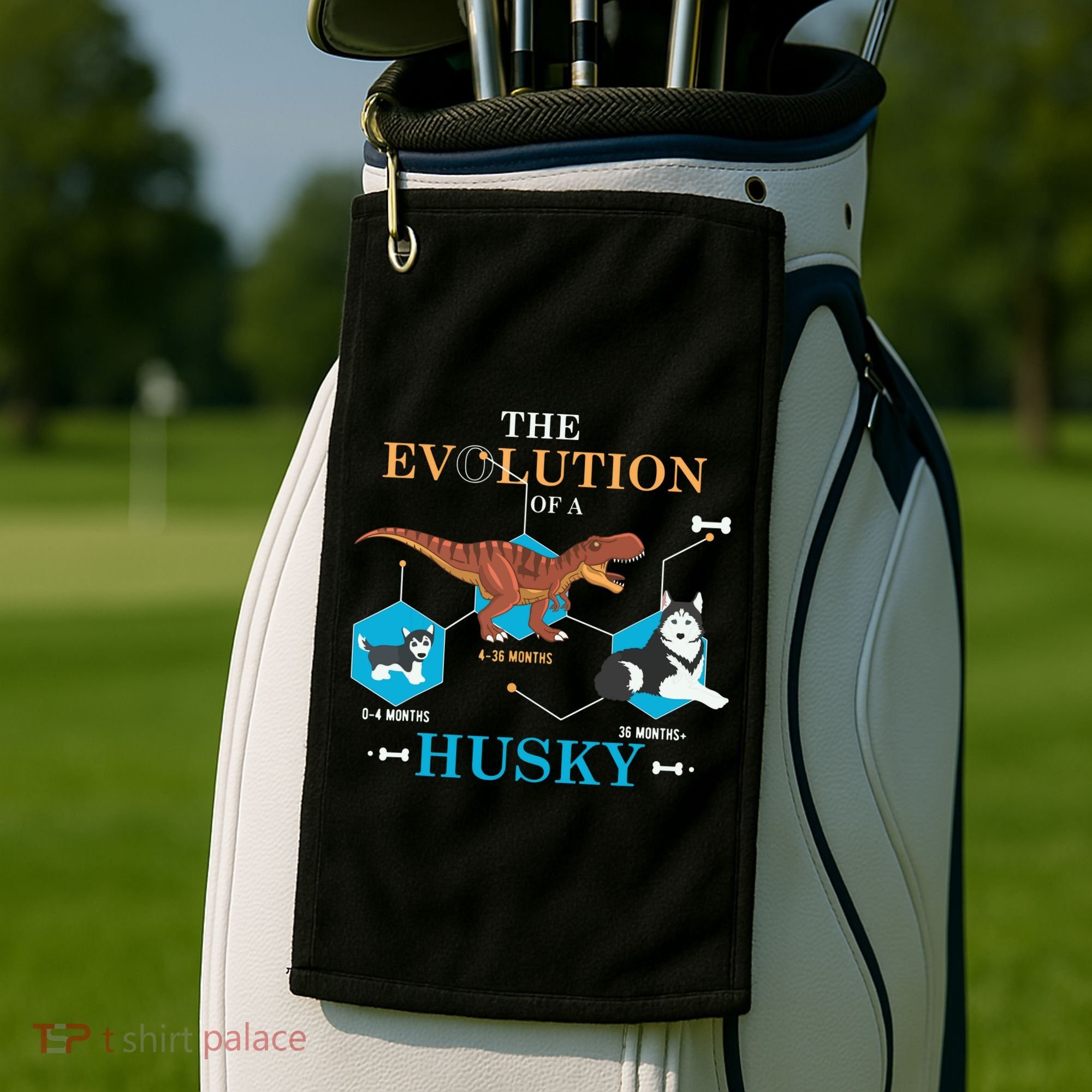 The Evolution Of A Husky Or Evolution Of Dogs Golf Towel