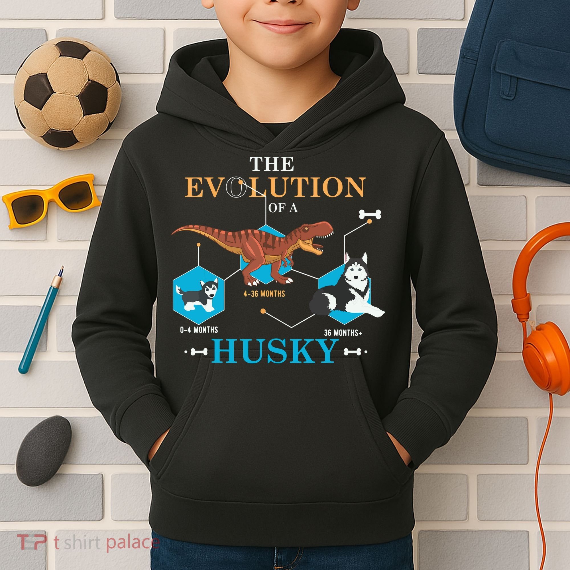 The Evolution Of A Husky Or Evolution Of Dogs Kids Hoodie