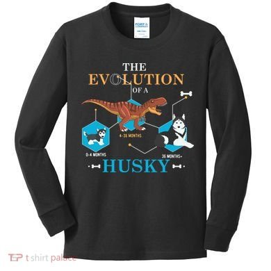 The Evolution Of A Husky Or Evolution Of Dogs Kids Long Sleeve Shirt