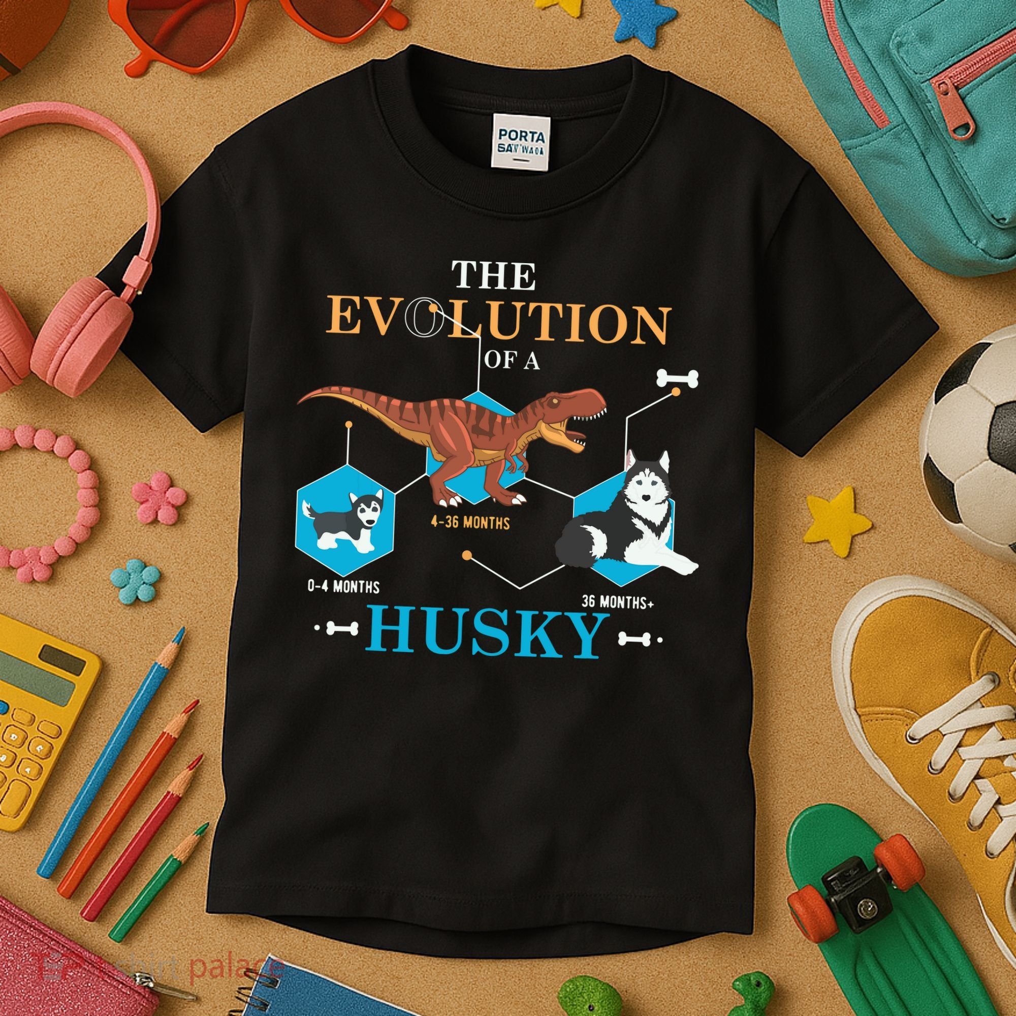 The Evolution Of A Husky Or Evolution Of Dogs Kids T-Shirt