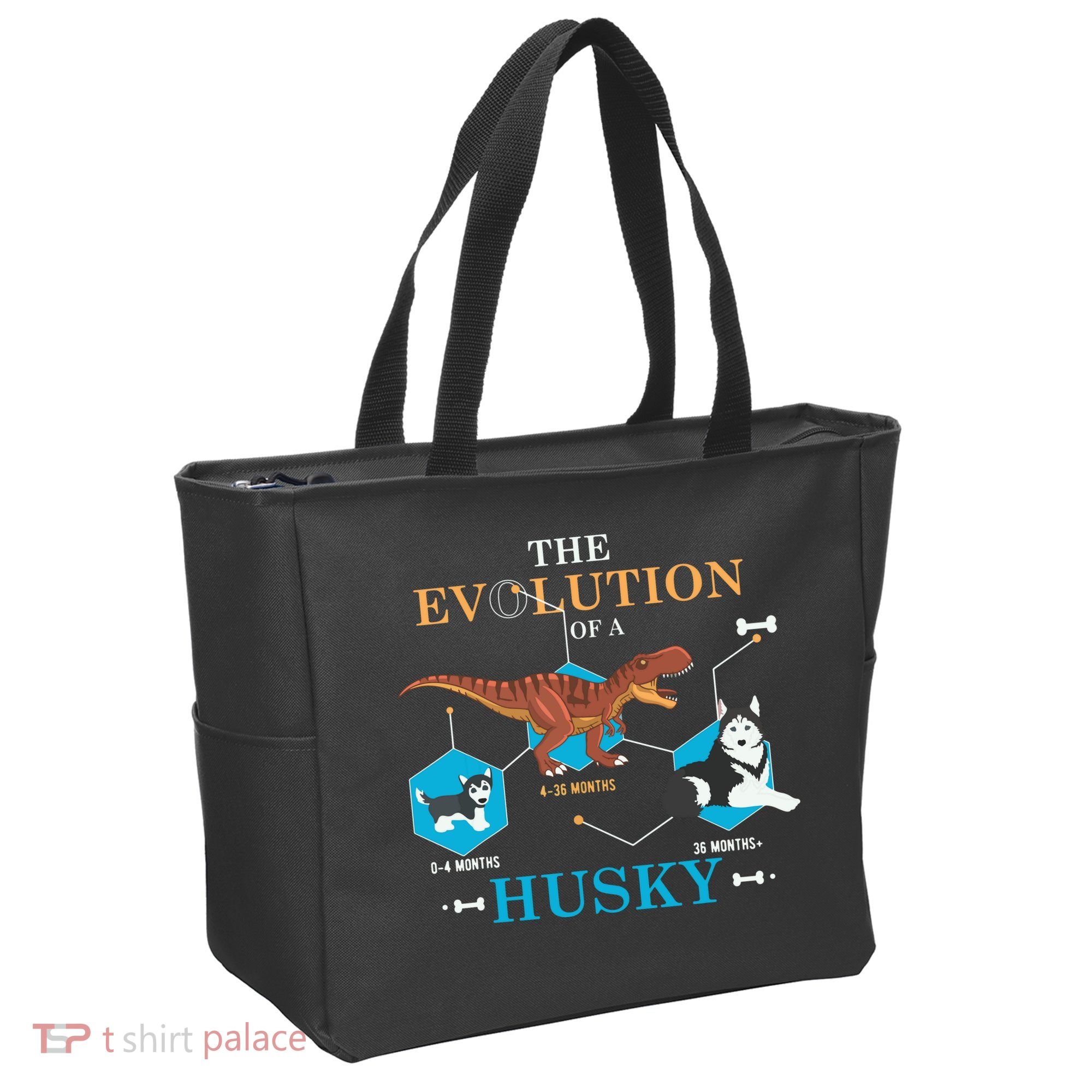 The Evolution Of A Husky Or Evolution Of Dogs Tote Bag