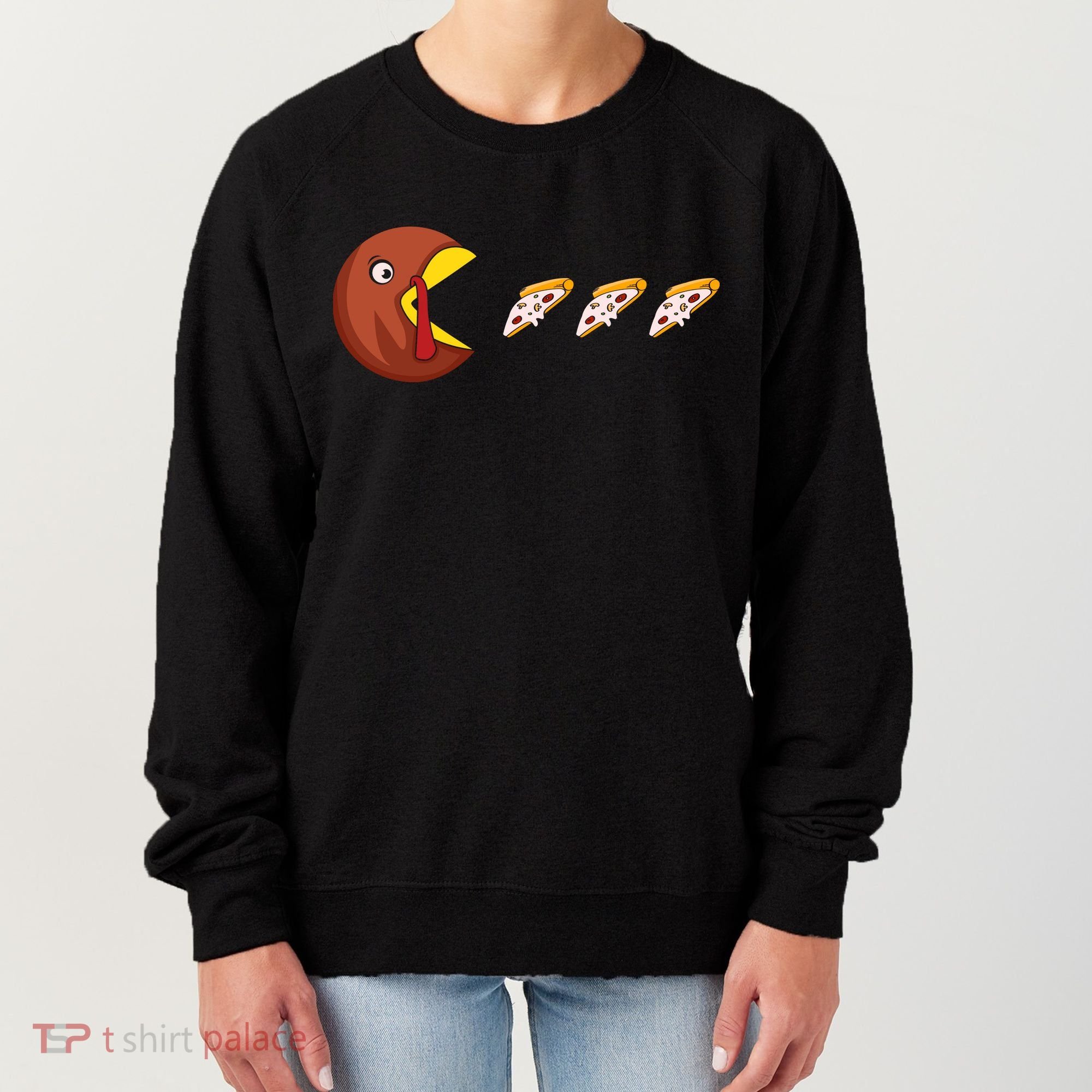 Turkey Eat Pizza Happy Thanksgiving Women's Sweatshirt