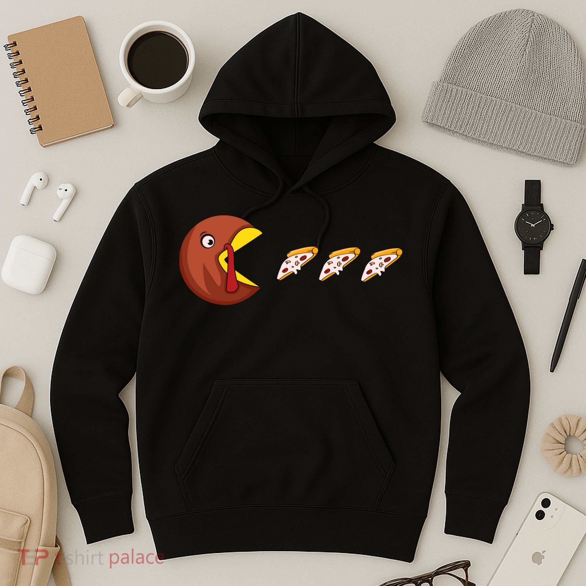 Turkey Eat Pizza Happy Thanksgiving Hoodie