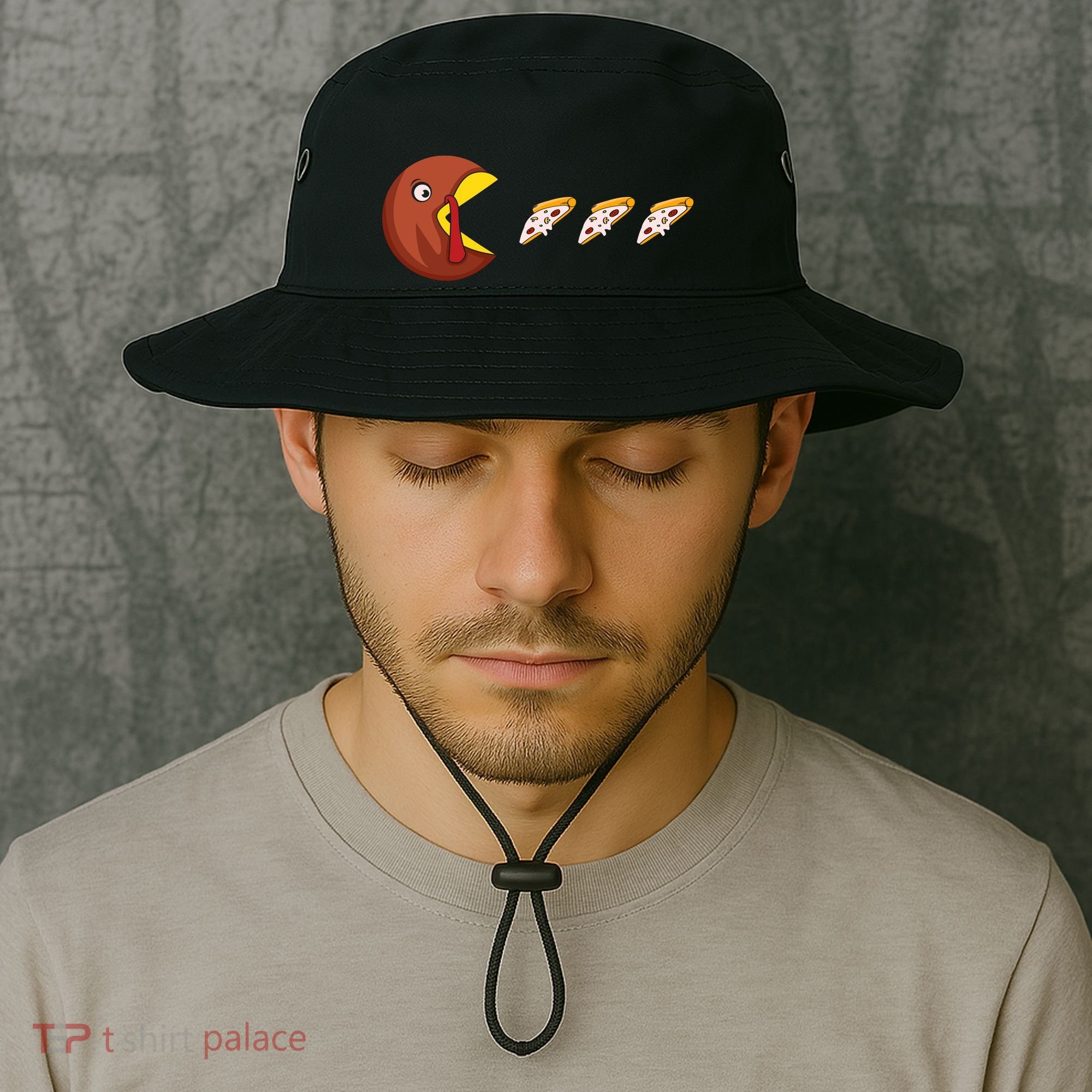 Turkey Eat Pizza Happy Thanksgiving Bucket Hat