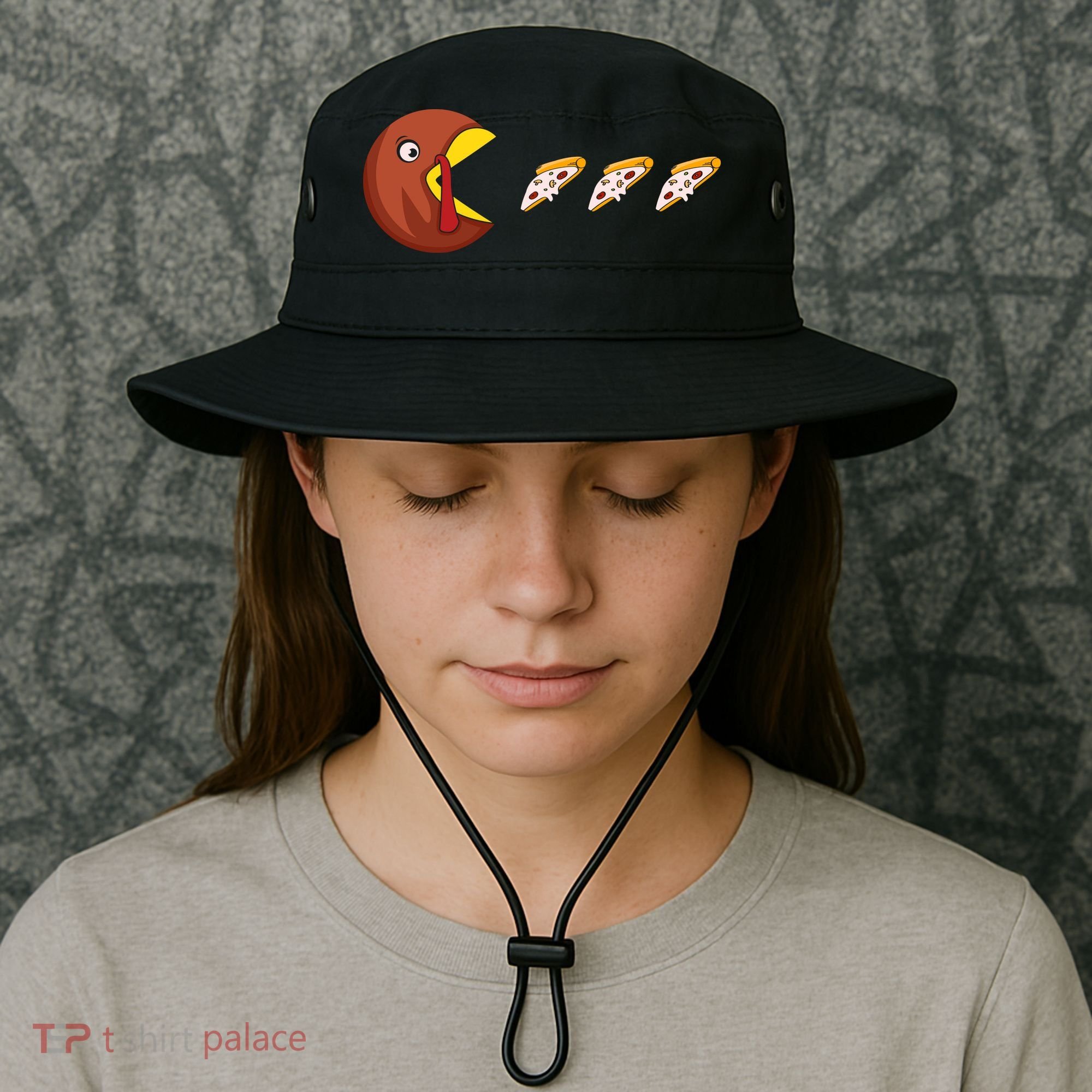 Turkey Eat Pizza Happy Thanksgiving Bucket Hat