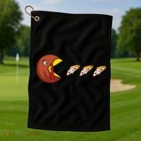 Turkey Eat Pizza Happy Thanksgiving Golf Towel thumb 1