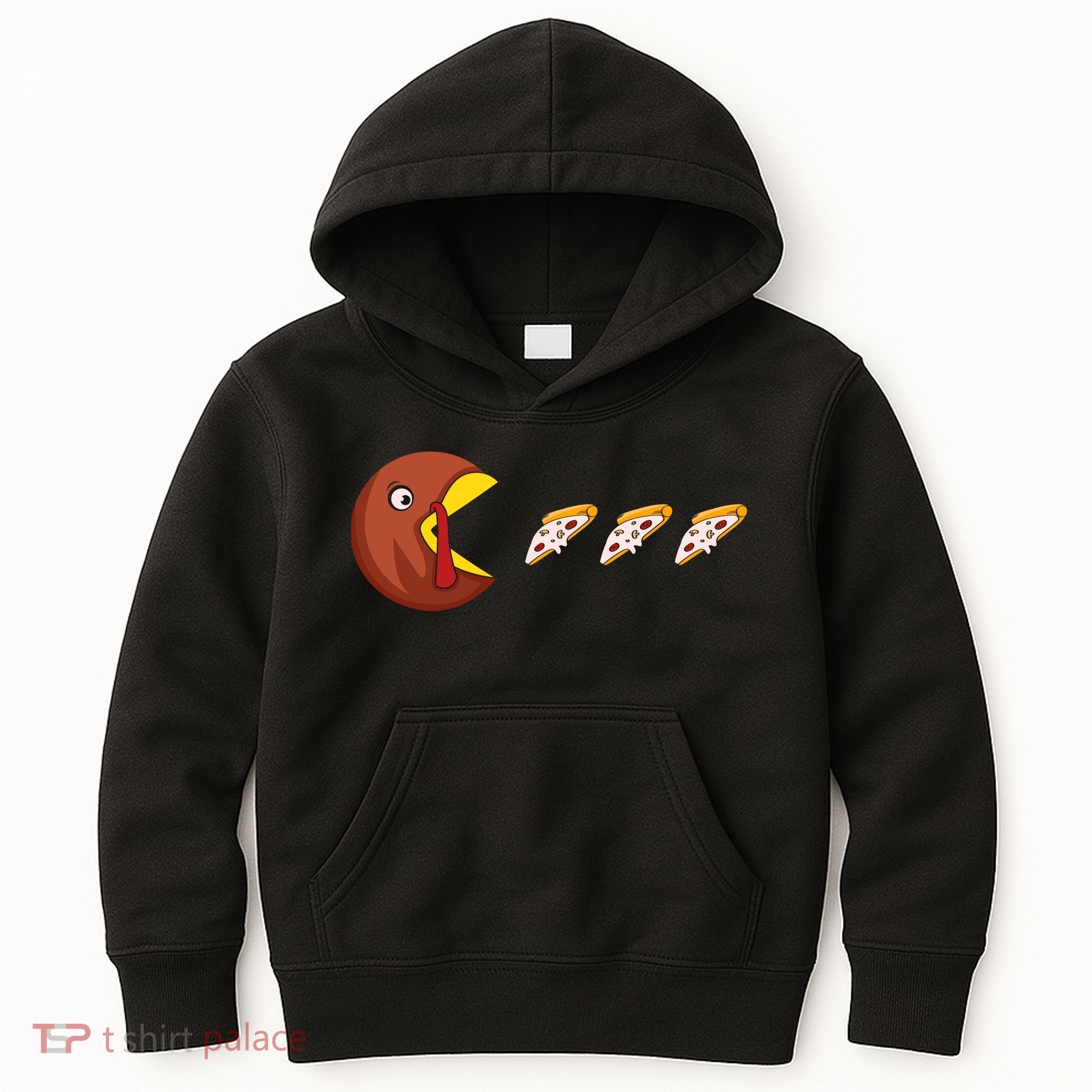 Turkey Eat Pizza Happy Thanksgiving Kids Hoodie
